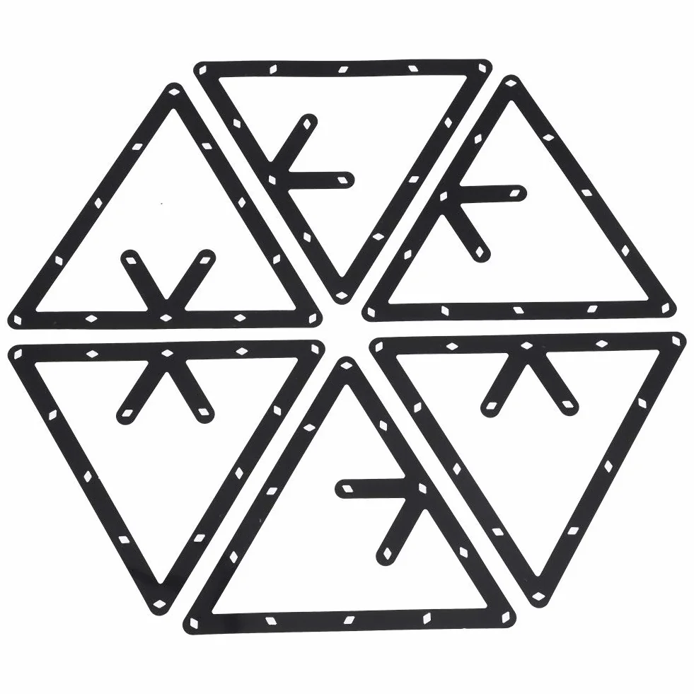 Magic Pool Rack Magnetic Triangle 6Pcs Set Billiard Ball Holder Black