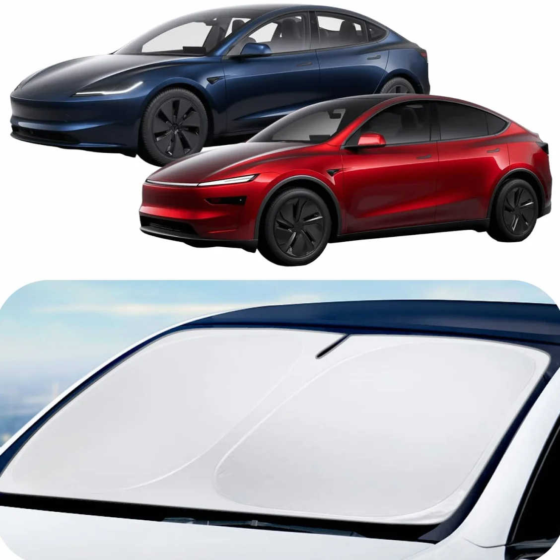 Spigen Tesla Model 3 (~2026 Highland) Model Y (~2026 Juniper) CryoShade Parasole per Parabrezza Anteriore Pieghevole, Protezione Solare Contro i Raggi UV, Accessori per Tesla