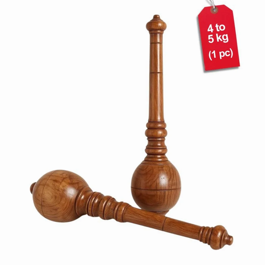 KD Willmax Gada Fitness Bar Indian Club Hanuman - Attrezzatura da spalla in legno resistente (da 4 a 5 kg)