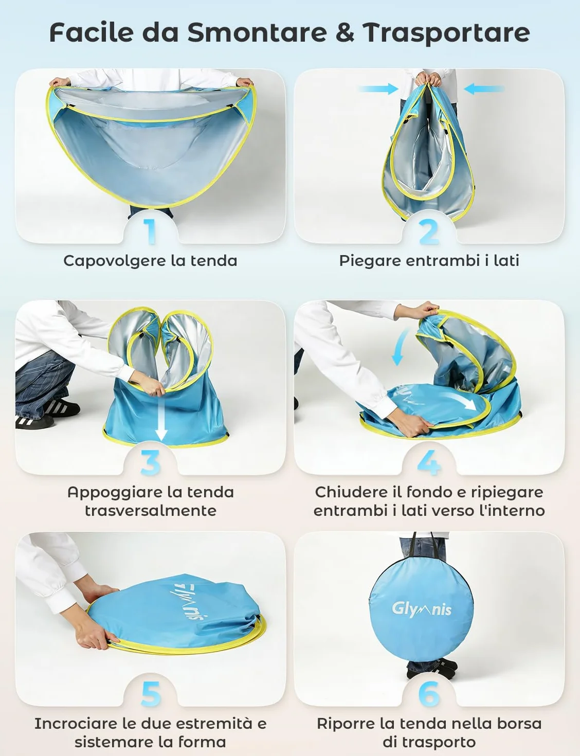 Glymnis Tenda da Spiaggia Bambini Tenda Bambini Pop Up con Mini Piscina Tenda per Neonati Pieghevole Portatile Protezione Solare UPF 50+, Blu