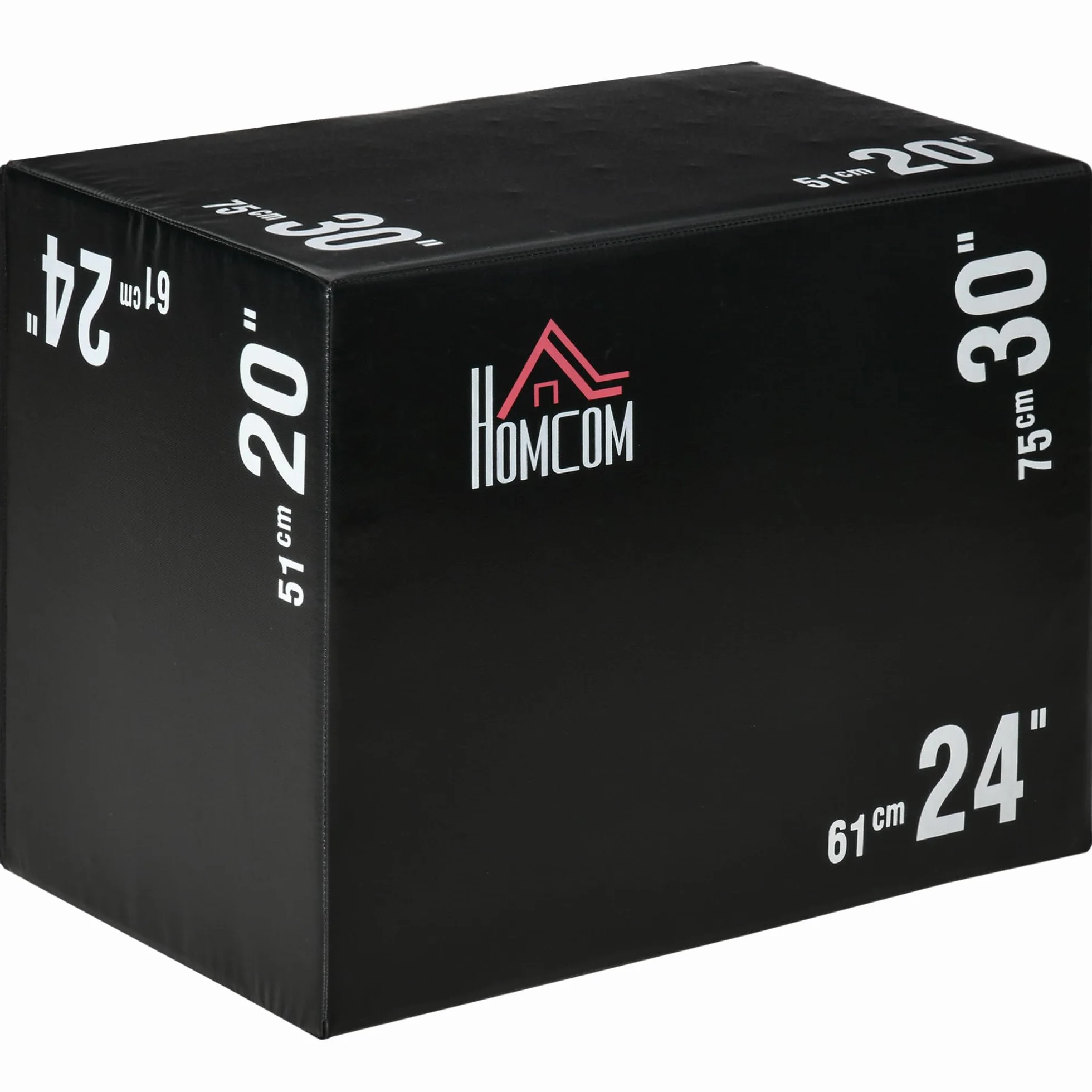 HOMCOM Plyo Box 3 in 1 51cm 61cm 75cm Jumping Box Pliometrico per MMA HIIT Nero
