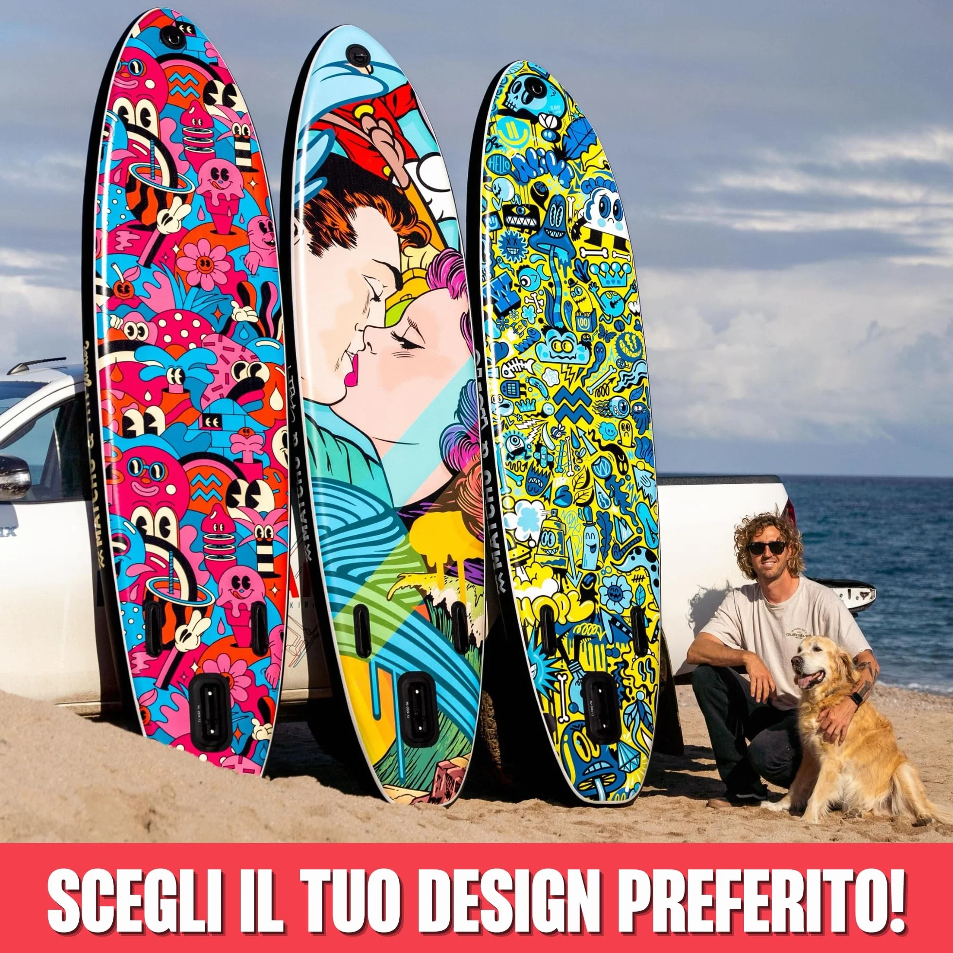 MATCHU - Sup Board gonfiabile - Paddle Board - Edizione limitata - Certificato - Set completo - 320 x 81 x 15 cm - Portata 150 kg - Collezione Art
