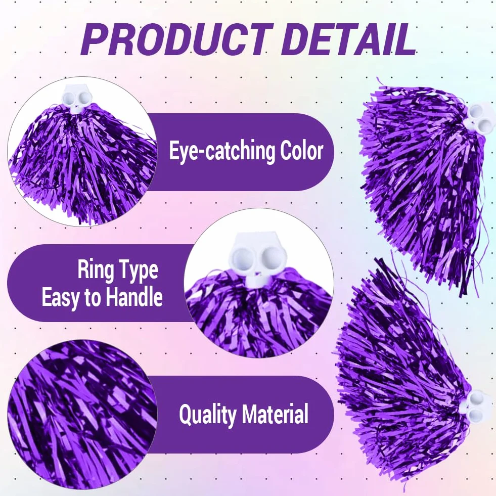 Cheerleading Poms, 6 pz Pom Pom per Feste Sportive Viola