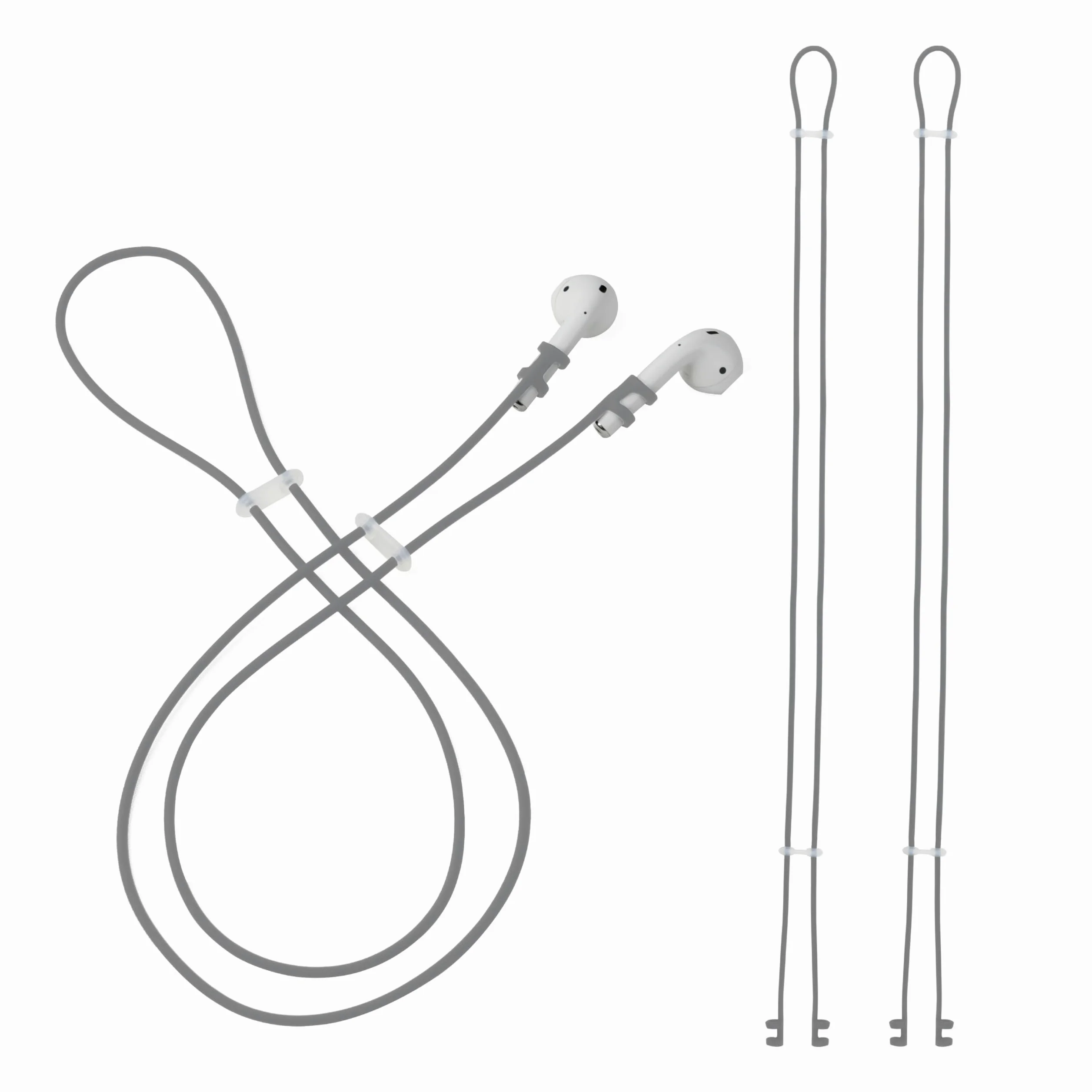 Sandian Cinturino anti-smarrimento per auricolari wireless, design a doppio anello, in silicone morbido, compatibile con AirPods, Soundcore, TAGRY, JBL [grigio]