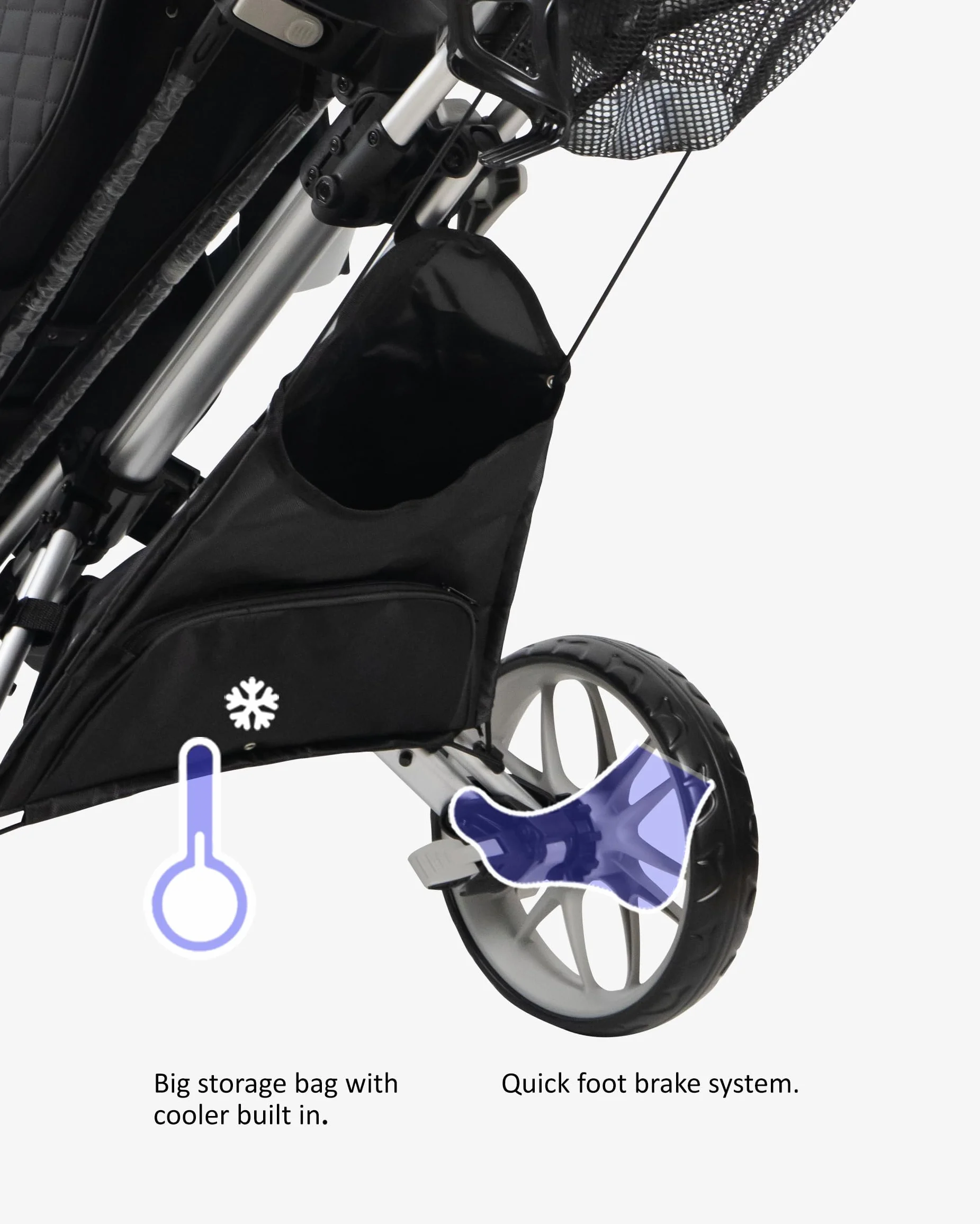 Caddytek CaddyLite EZ V8 Carrello da golf a 3 ruote pieghevole leggero con freno a pedale