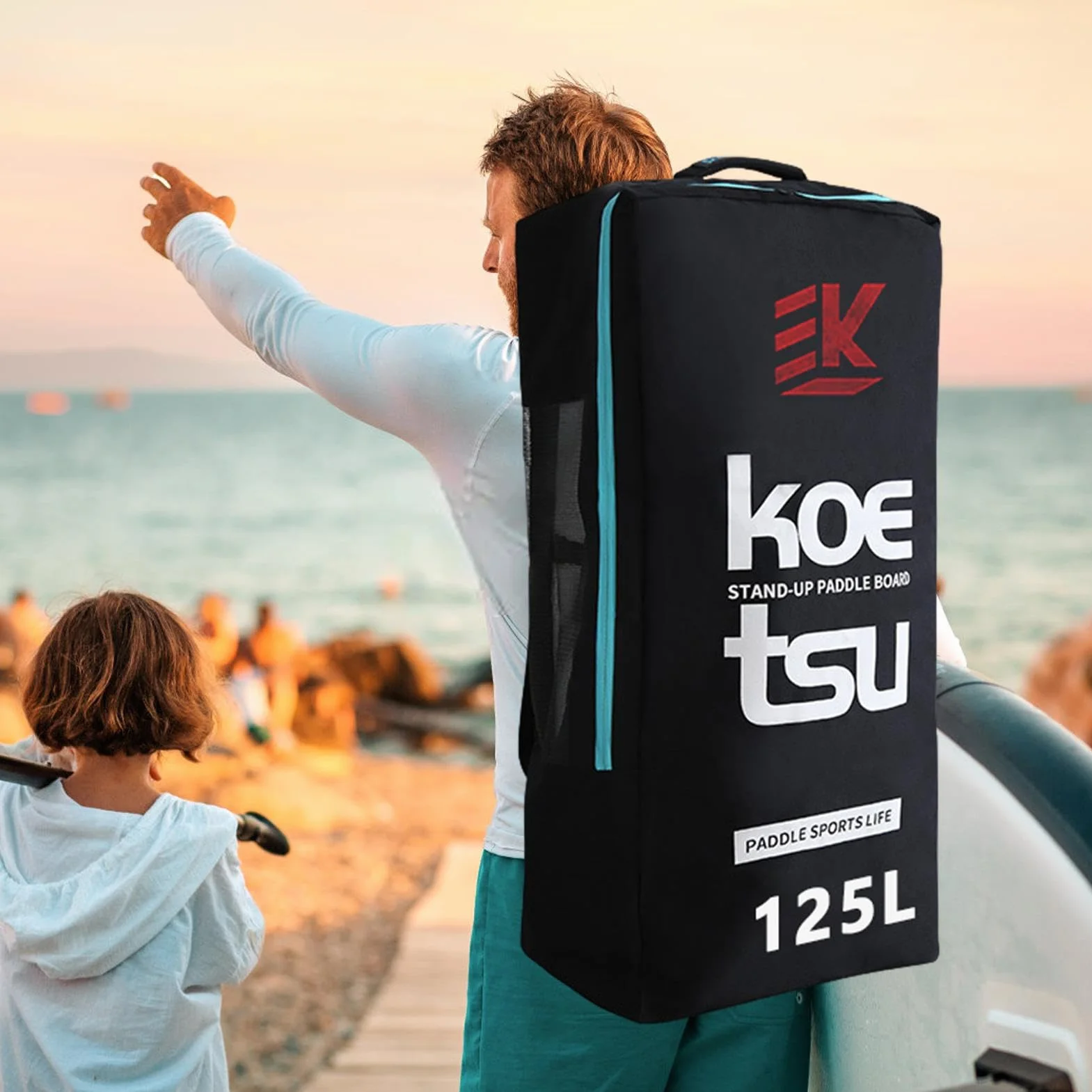125L Zaino da viaggio per paddleboard gonfiabile Su-p Stand Up Board Borsa da trasporto Zaino a spalla | Zaino da viaggio per tavole gonfiabili, fodera imbottita in schiuma per kayak, tavola da surf