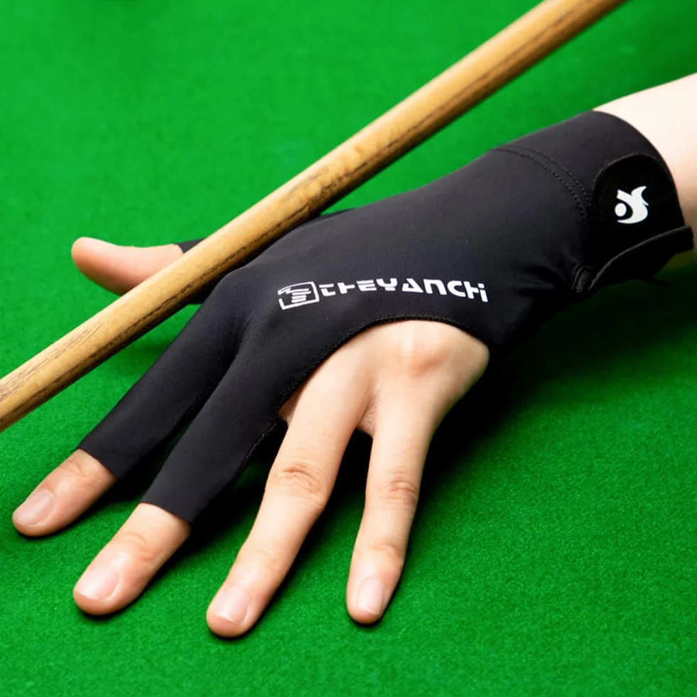 Tokaneit Guanti da Biliardo a Tre Dita, Guanto Biliardo Snooker Antiscivolo Traspirante Mano Sinistra Nero