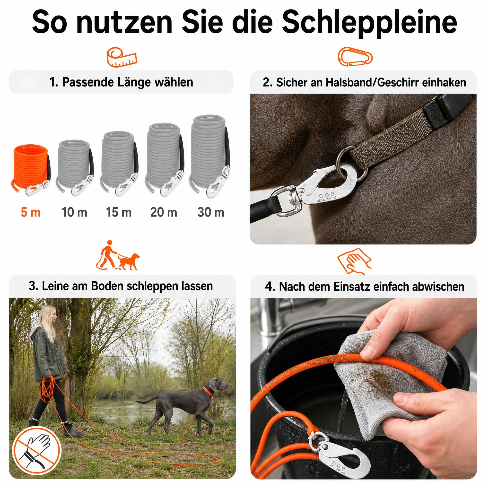 Guinzaglio per cani plastica Traino Campo