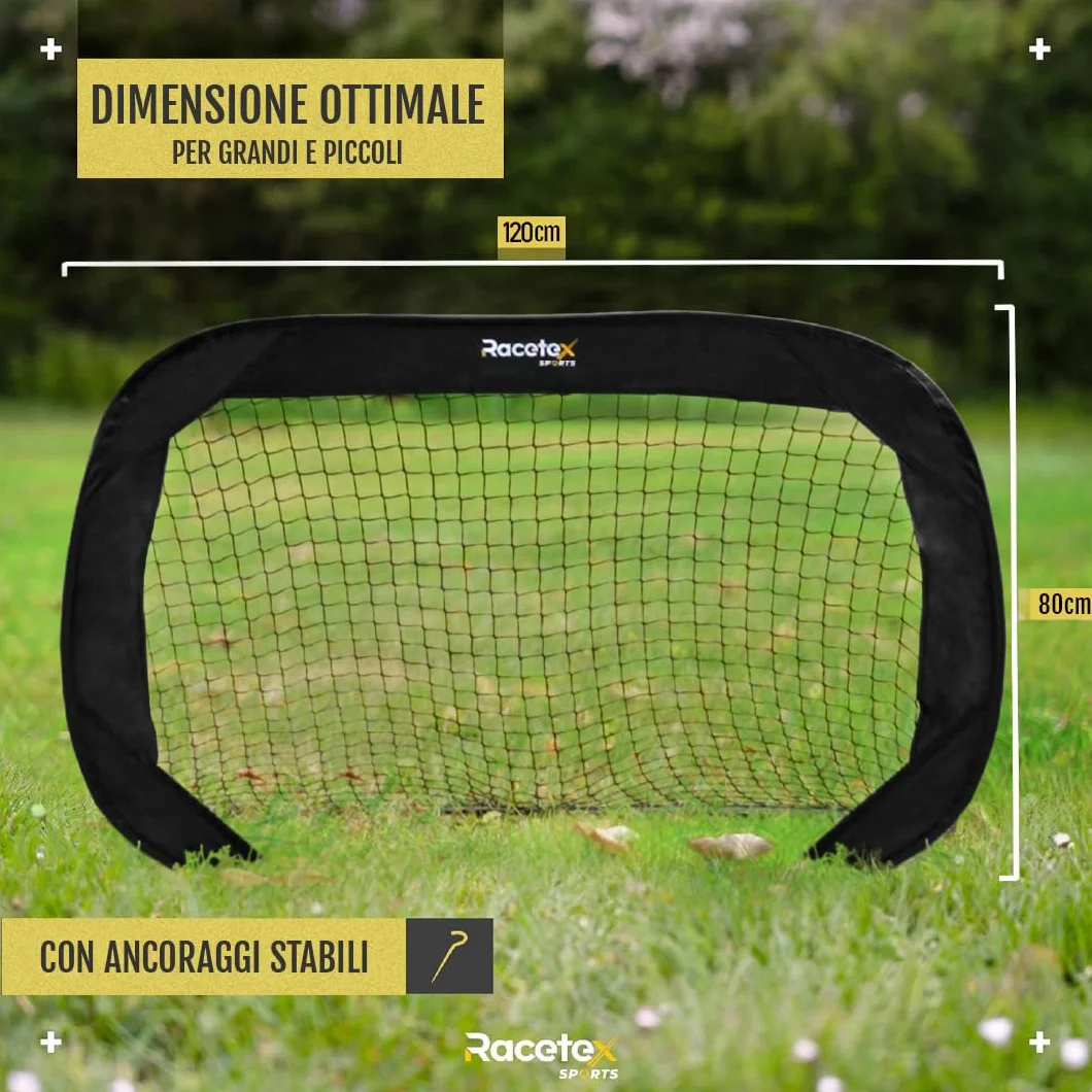 Racetex Cancelli da calcio per bambini set 2 pezzi con aste in fibra di vetro rinforzata