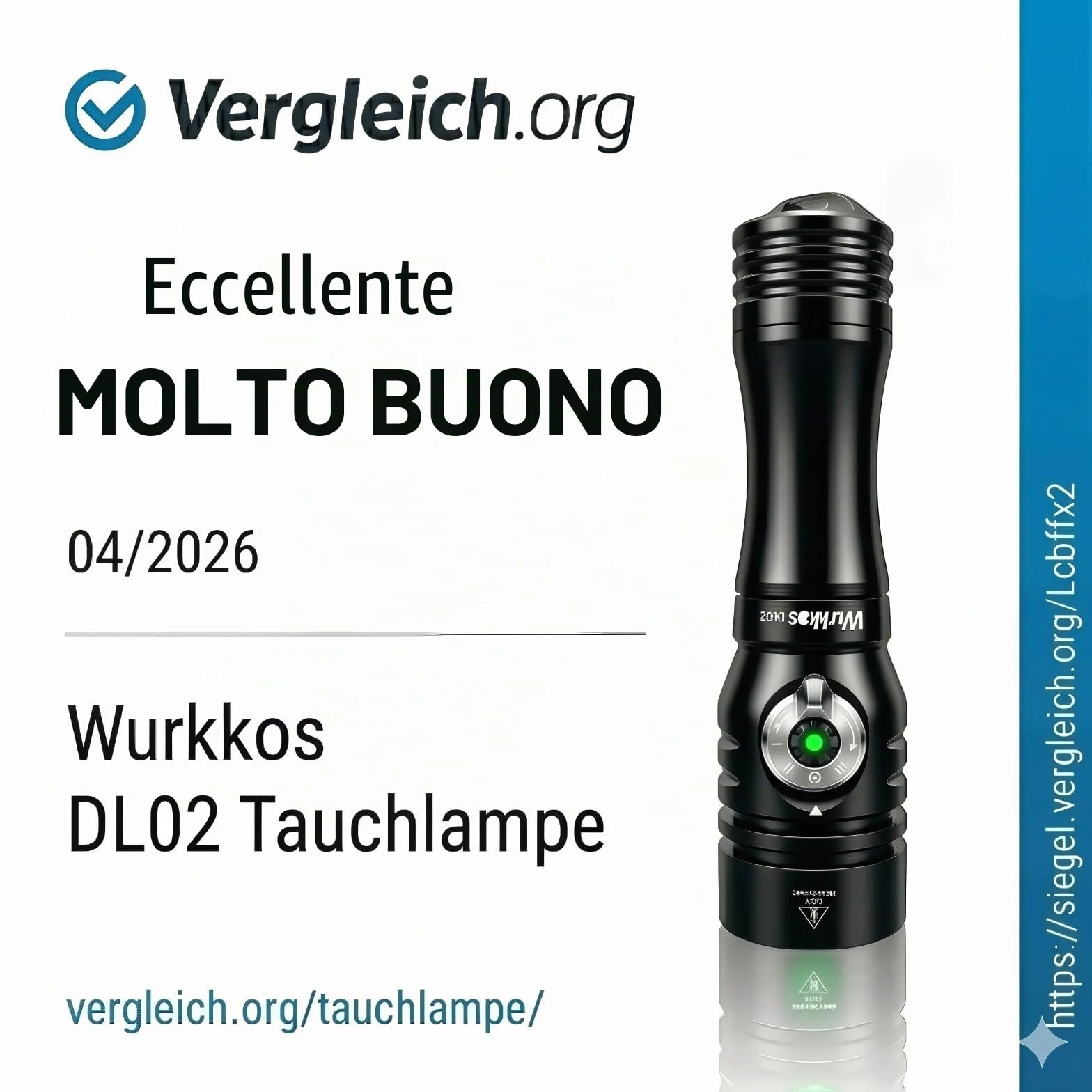 Wurkkos DL02 Torcia Subacquea Ricaricabile 3000 Lumen LED IPX8 Impermeabile - Nero