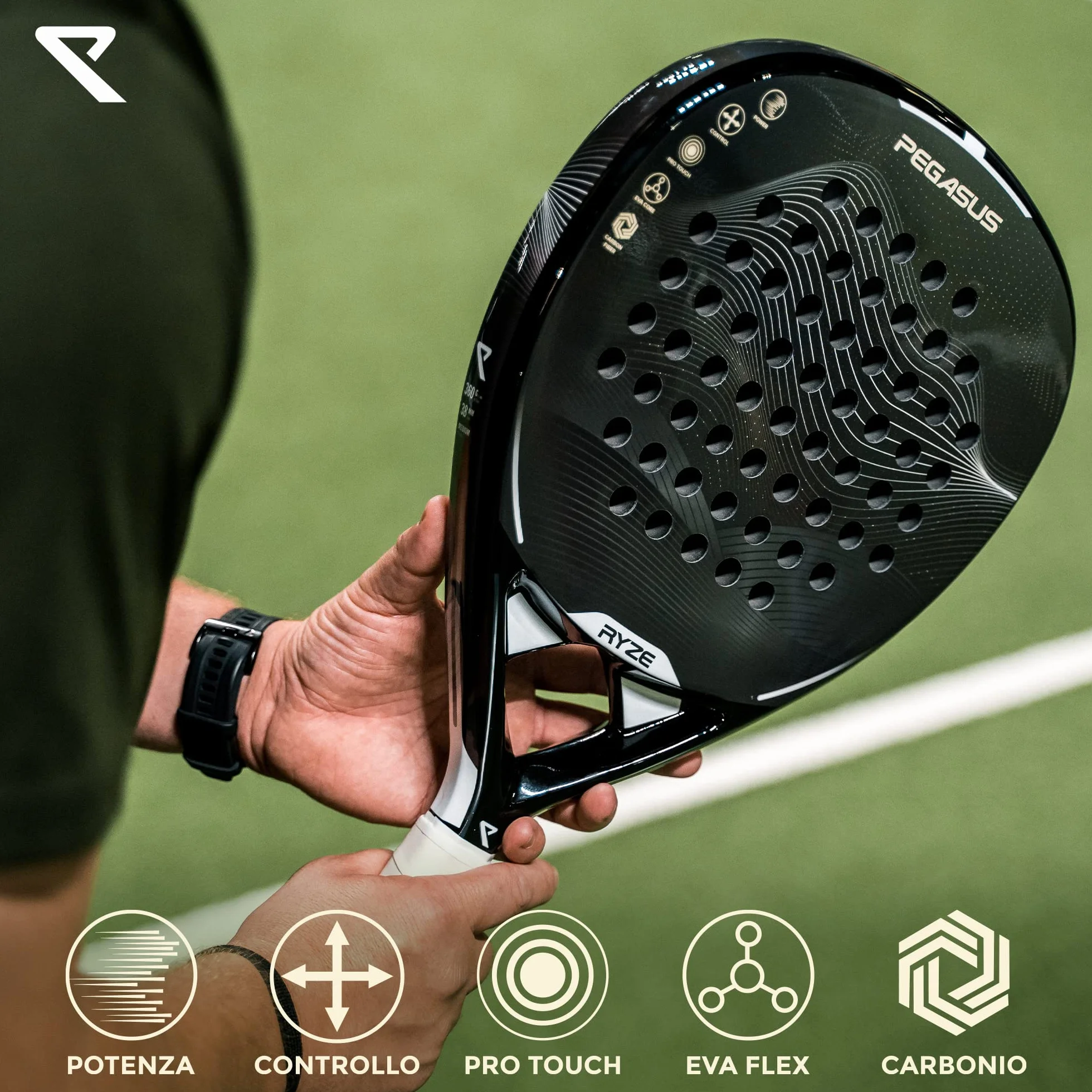 RYZE Racchetta da Padel in Fibra di Carbonio con EVA-17 Flex per Uomo e Donna