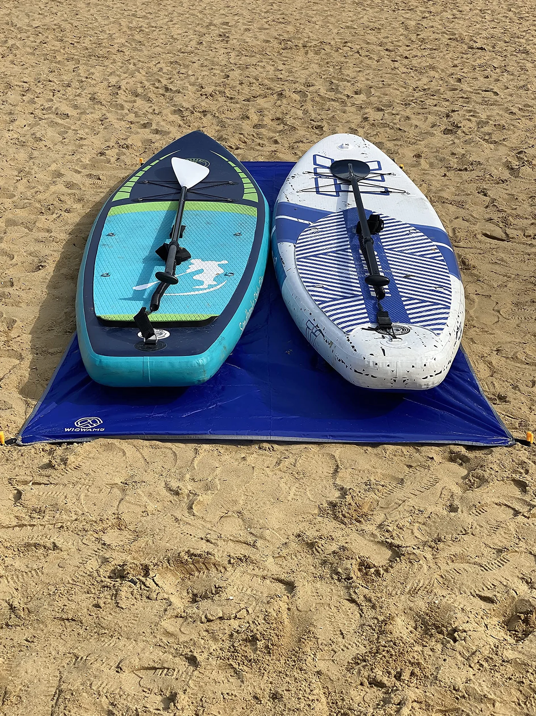 SUP Tappetino da atterraggio per tavole da paddle 360 x 145 cm blu oceano nylon 210T