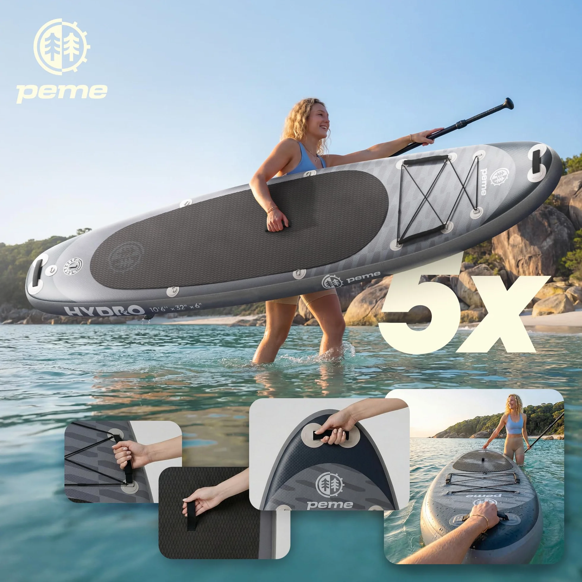 HYDRO peme Tavola Sup Gonfiabile Adulti Stand Up Paddle Board 18PSI 320-350 cm 150/166 kg