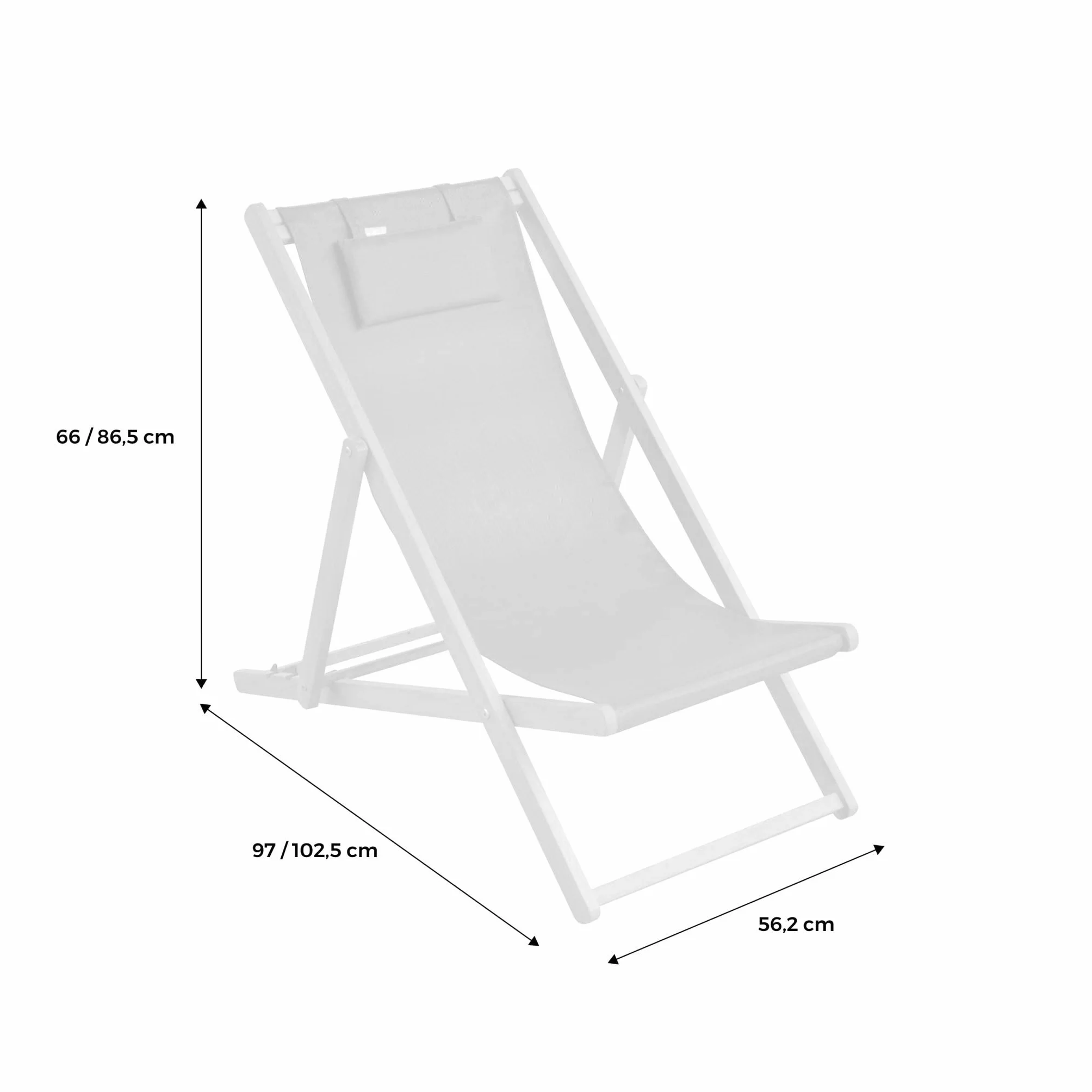 Set 2 sedie sdraio in legno con cuscino poggiatesta Grigio bruno - 102x56x86 cm