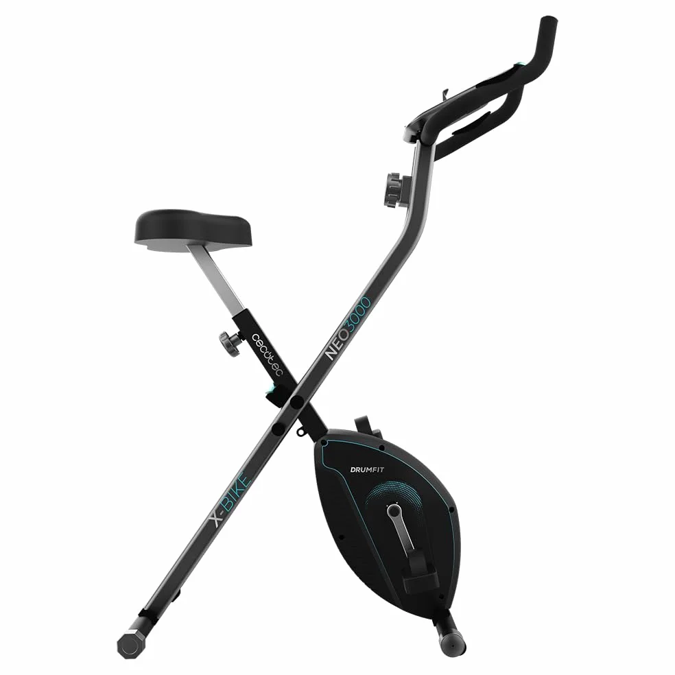 Cecotec Bicicletta Stazionaria Pieghevole con Volano X-Bike, Sistema Silence Fit, Con e Senza Schienale, Manubrio e Sella Regolabili, Cardiofrequenzimetro, Display LCD, Supporto Dispositivi, Ruote.