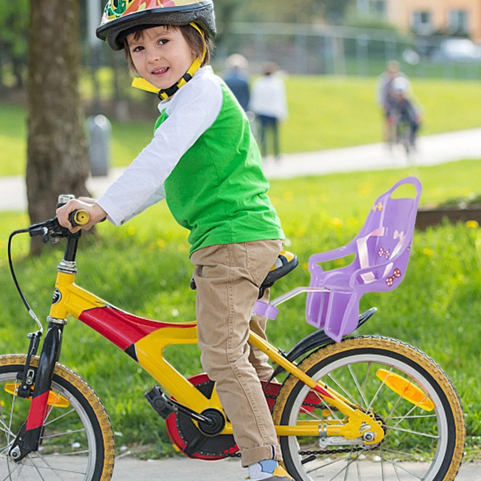 Seggiolino per Bicicletta per Bambole con Adesivi, Portabiciclette, Set Regalo per Bambini, Animali di Peluche Sicuri