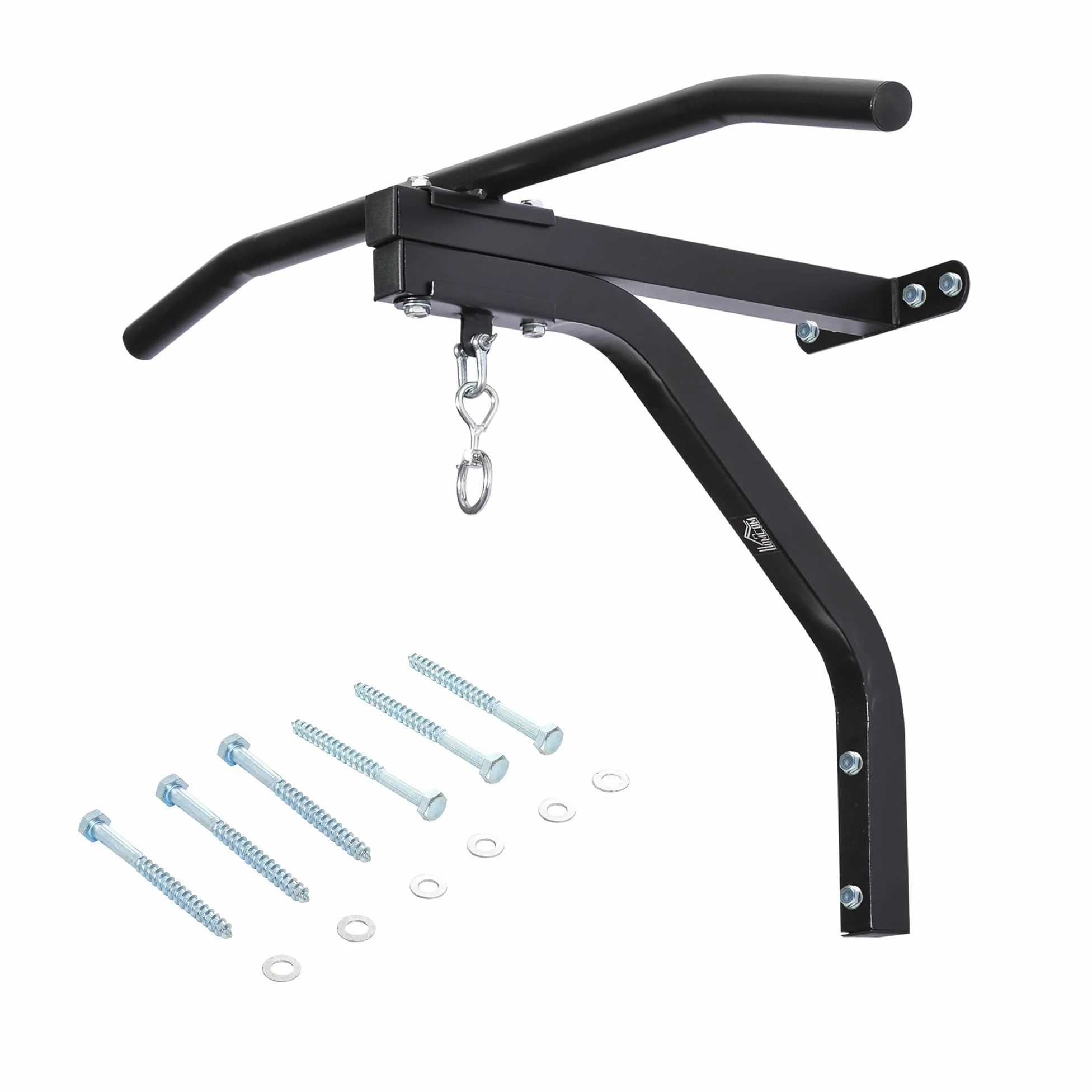 HOMCOM Staffa Supporto per Sacco da Boxe con Barra per Trazioni, Attrezzo da Palestra per Allenamento a Casa Portata 130kg, 93x47x51cm, Nero