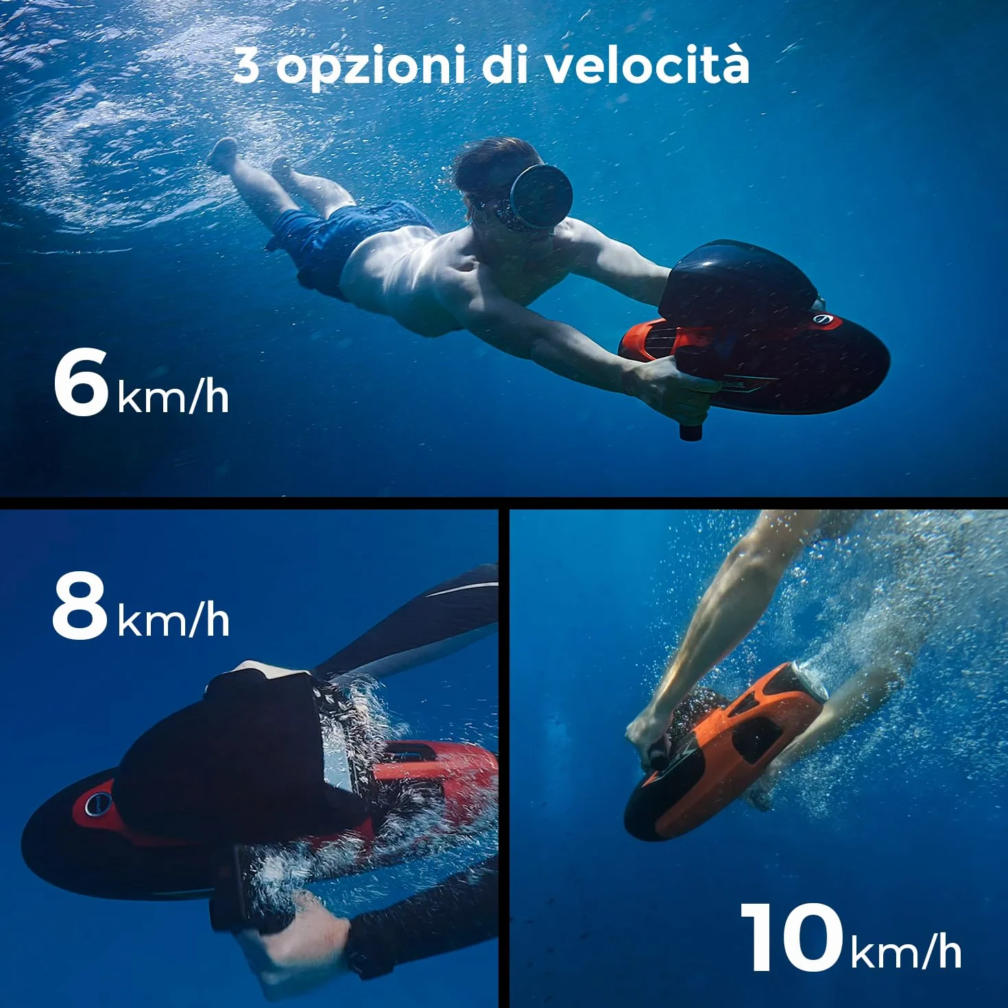 Sublue Vapor Pump-Jet Monopattino subacqueo 3 velocità 60 Minuti 10 km/h 21 kgf