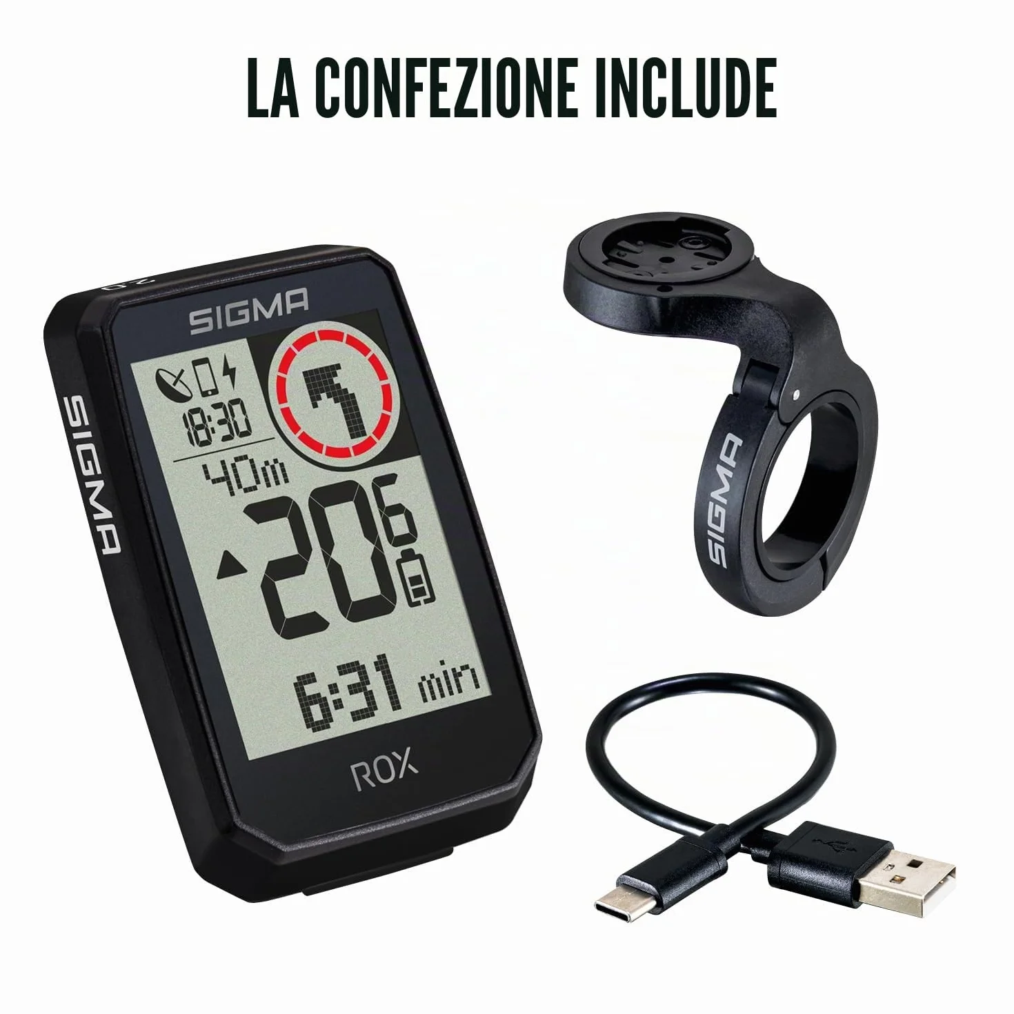 SIGMA ROX 2.0 Endurance Black Computer da bicicletta wireless GPS navigazione 26h Compatibile E-Bike