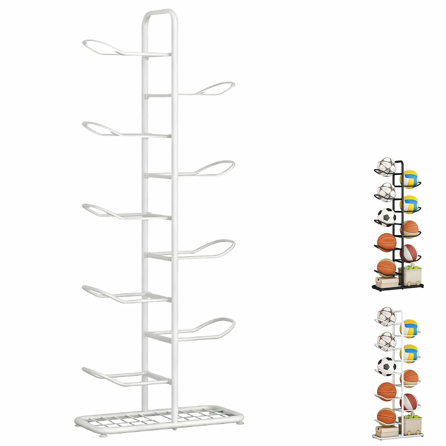 Rastrelliera da Basket, Scaffale Stoccaggio Attrezzature Sportive, Robusto E Stabile, Conservazione su più Livelli, Ideale per Pallavolo, Calcio E Pallacanestro, Rastrelliera per Palloni