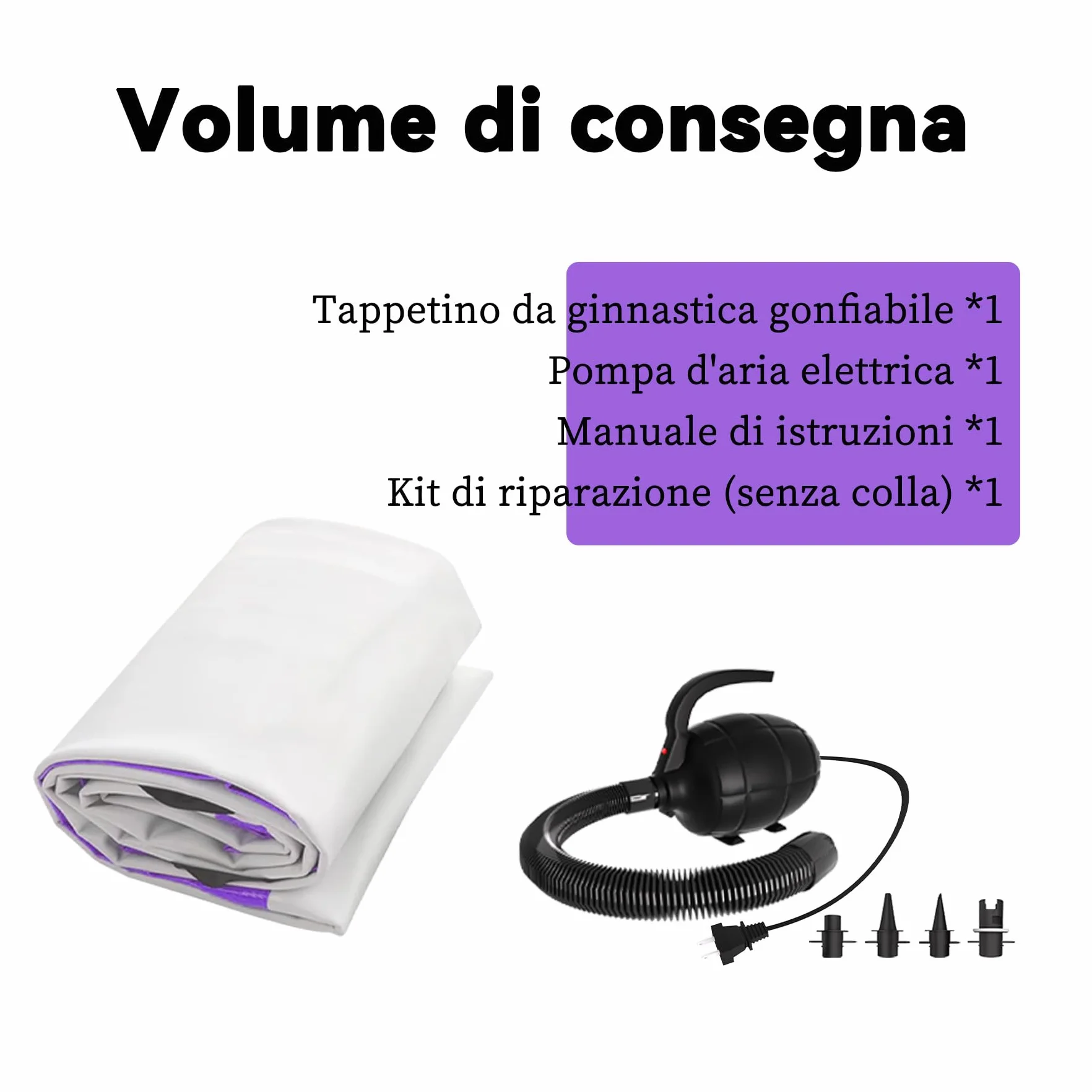 DOBESTS Airtrack Tumbling Matte, tappetino da ginnastica con pompa ad aria, 2/3/4/5/6m tappetino da allenamento con borsa per il trasporto