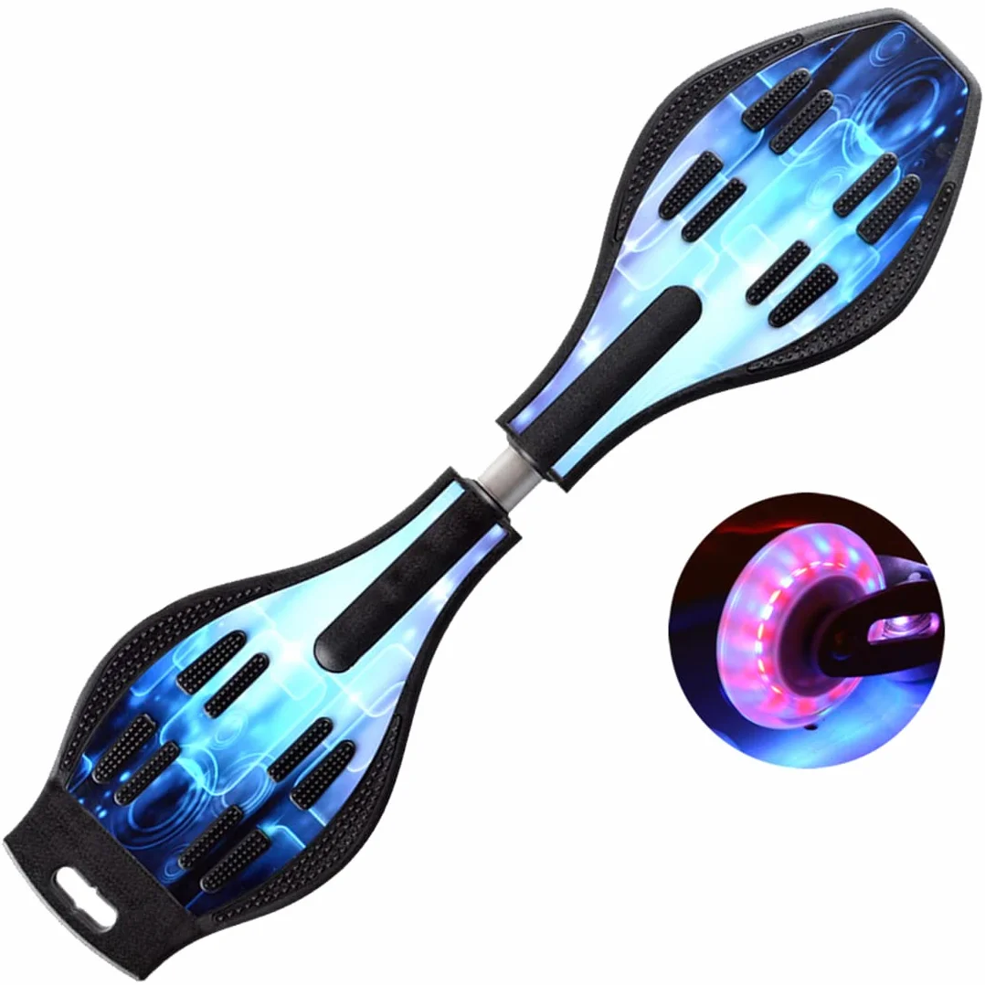 Waveboard per bambini Street Surfen Caster Torsion Skateboard Double Decks Casterboard per Waveboard/Castor Board with Light Up Wheels for Kids/Teens (Blue Dream)