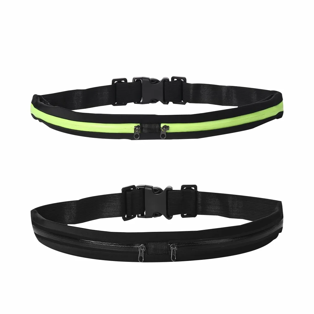 Cintura Da Corsa Porta Cellulare Running Belt 2 Due Marsupio Jogging Sport Outdoor Regolabile Resistente All'Acqua Nero E Verde