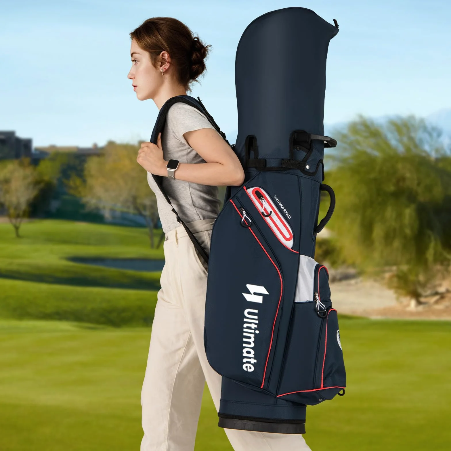 LIFEZEAL Borsa da golf 14 scomparti 6 tasche cappuccio antipioggia tracolla regolabile