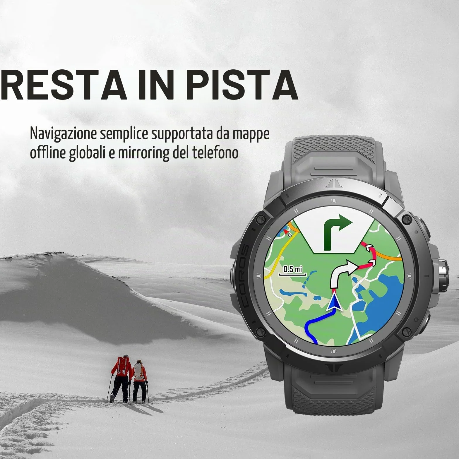 COROS VERTIX 2S Orologio GPS per avventure, 40 giorni di autonomia, navigazione GPS con mappe globali offline, pianificatore di percorsi, cardiofrequenzimetro, arrampicata, sci (Nero Spazio)