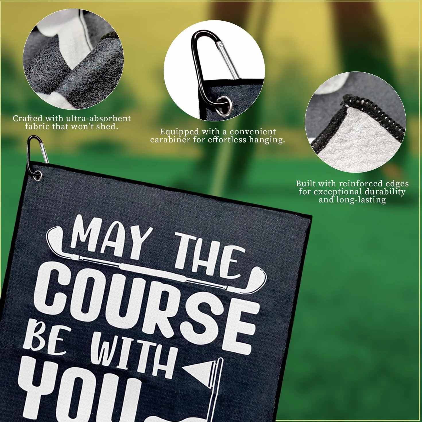 Asciugamano da golf personalizzato con clip per sacche da golf regali uomo