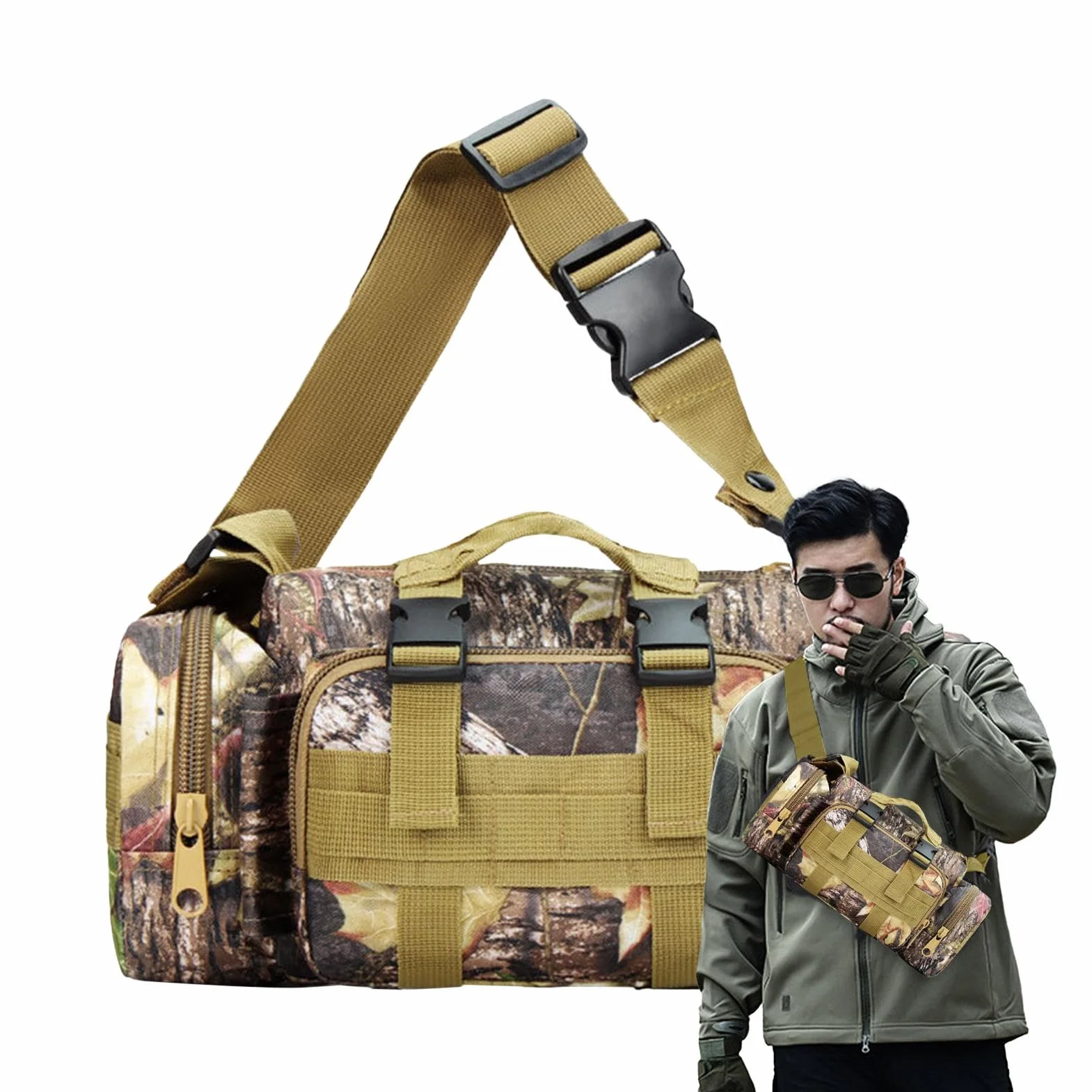 Treestand Borsa mimetica impermeabile da caccia con tasche multiple