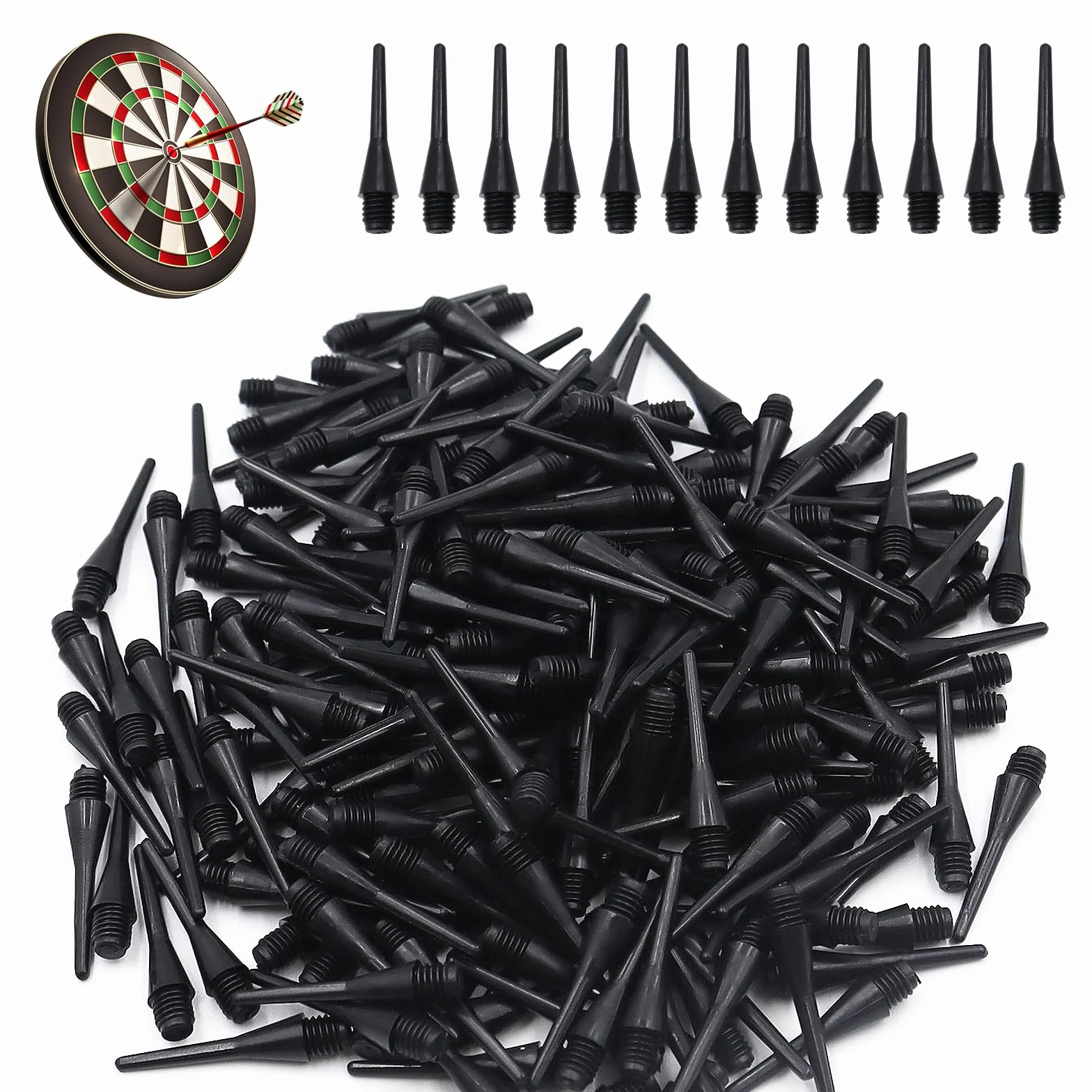 200 Pezzi Punte Freccette Plastica per Bersaglio Elettronico Punta di Ricambio (Nero)