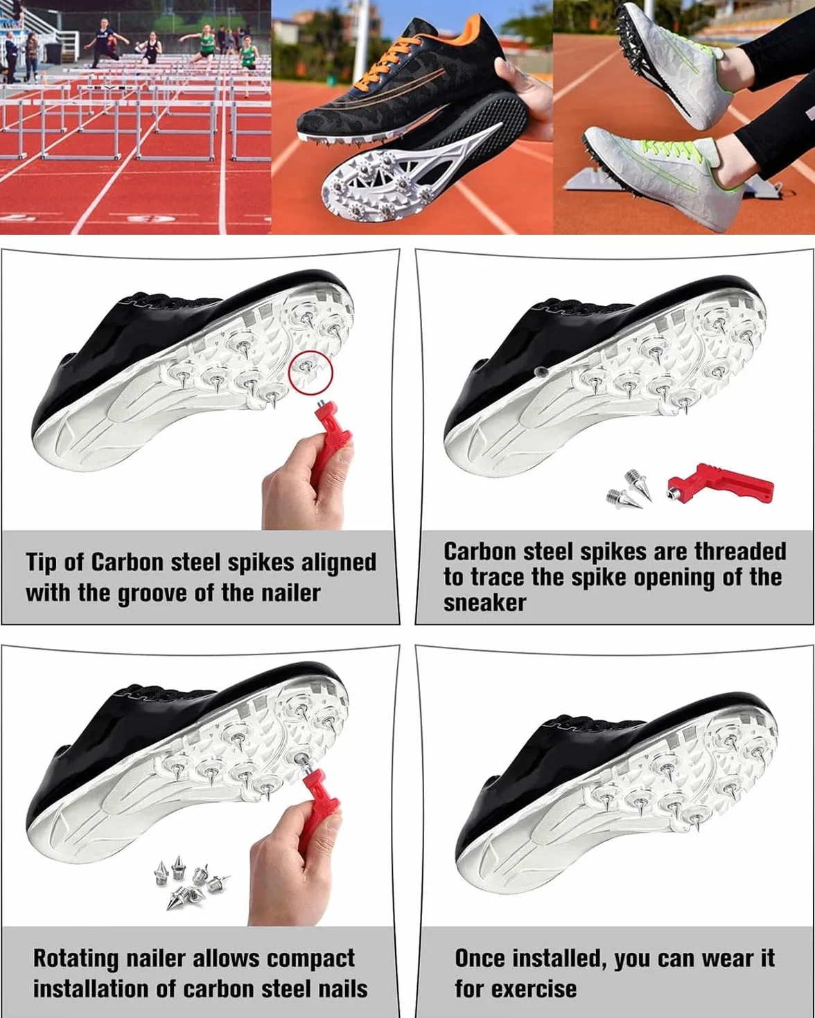 Punte per Scarpe 6 mm Chiave a Spillo, Punte d'Acciaio Piramide Sostituzione per Scarpe Atletiche
