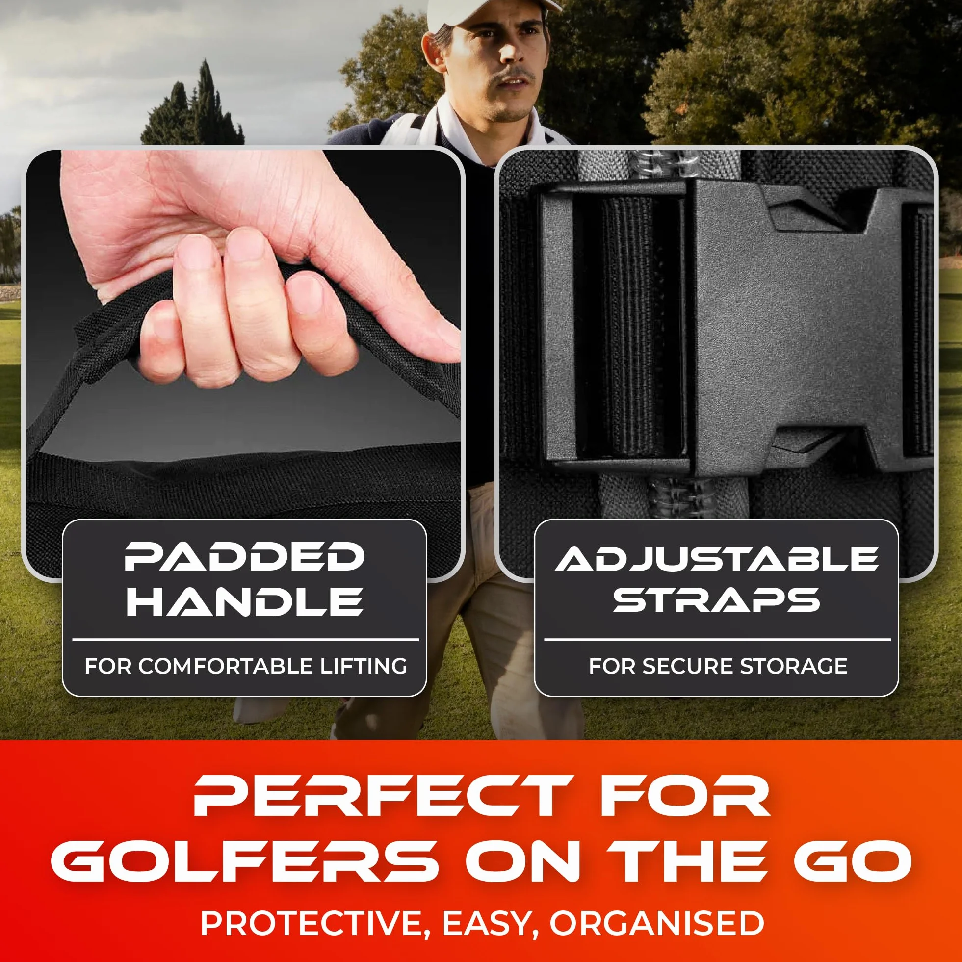 SWIFTEE Borsa da viaggio imbottita per attrezzatura da golf, in tessuto Oxford 900D, impermeabile e resistente all'usura, tasche extra grandi per accessori da golf e scarpe da golf
