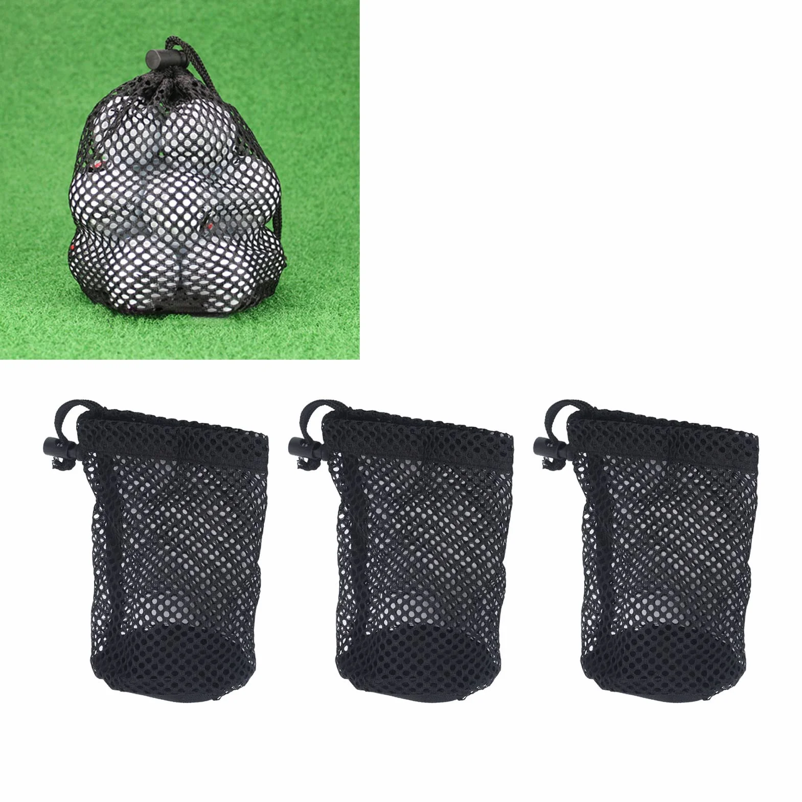 Borsa da golf in rete nylon nero per palline da 12 a 16