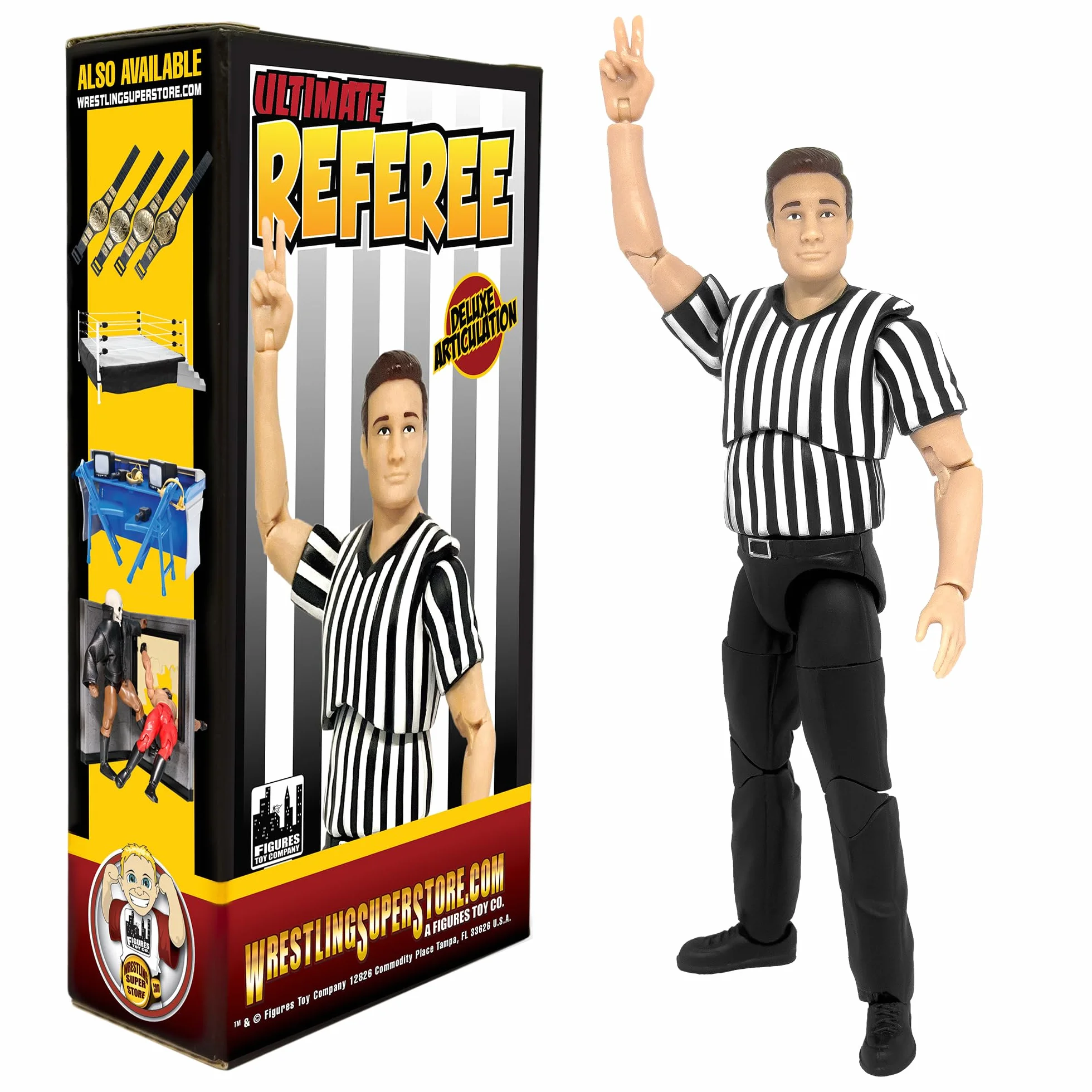 Figures Toy Company Arbitro Definitivo Articolazione Lussuosa Figurine Wrestling WWE