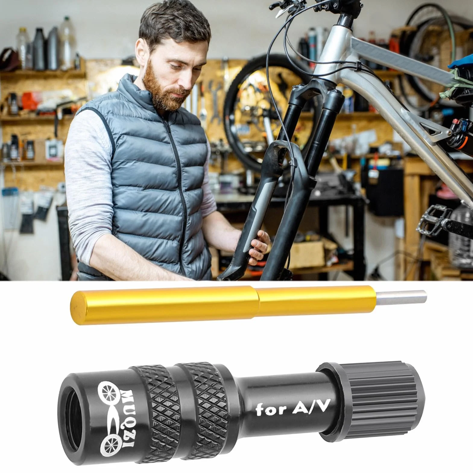 Adattatore Valvola Forcella Bici Pompa Ammortizzatore Convertitore Ugello per Pneumatici