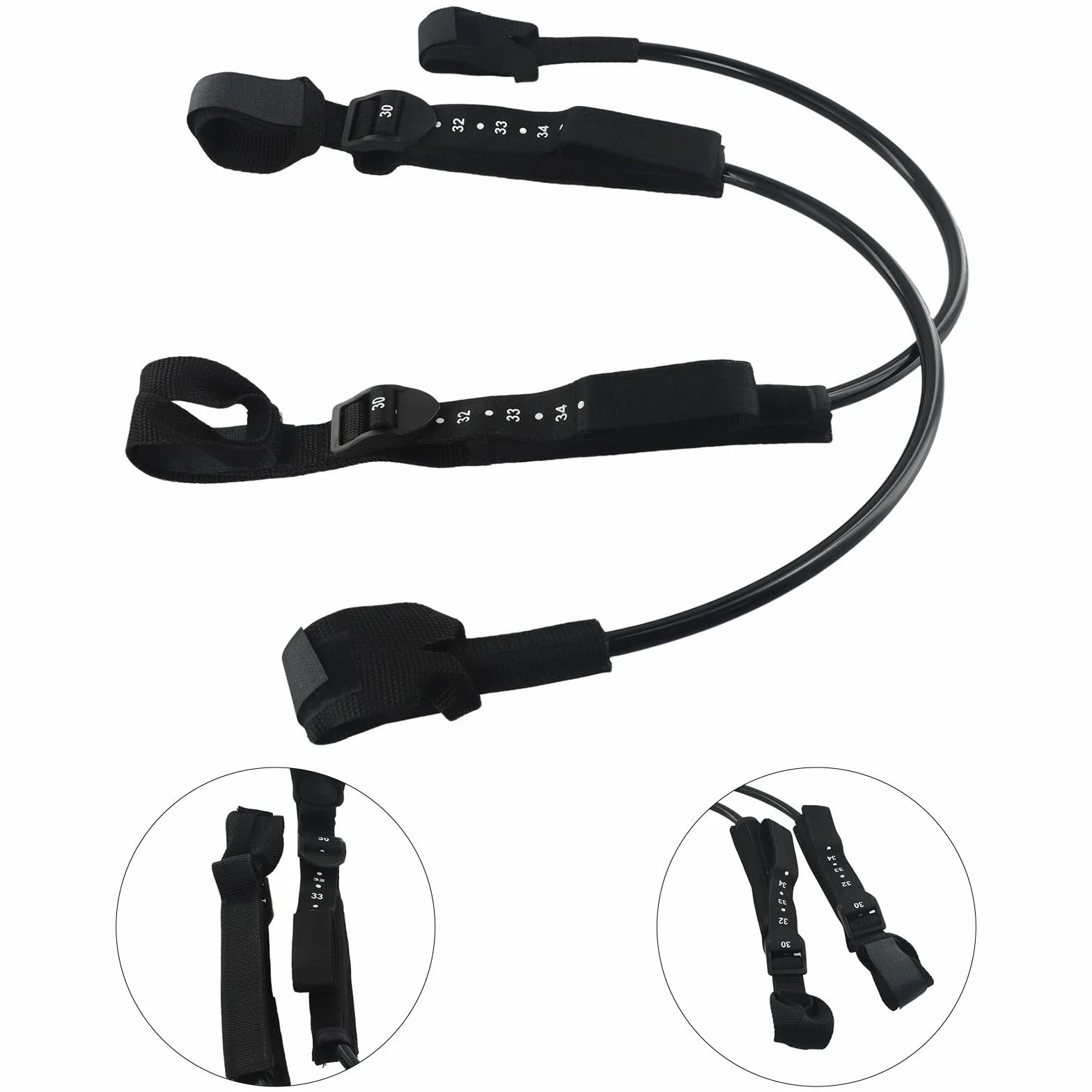 Windsurfing Harness Line 2 Pack Adjustable NonSlip Black PU Size 1 22-28 inch Size 2 28-34 inch
