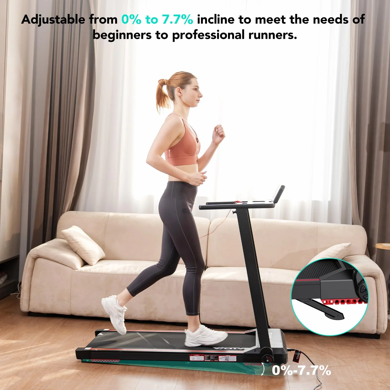 CITYSPORTS Tapis Roulant Elettrico Pieghevole 1-12km/h Salvaspazio Display LED Compatto Casa