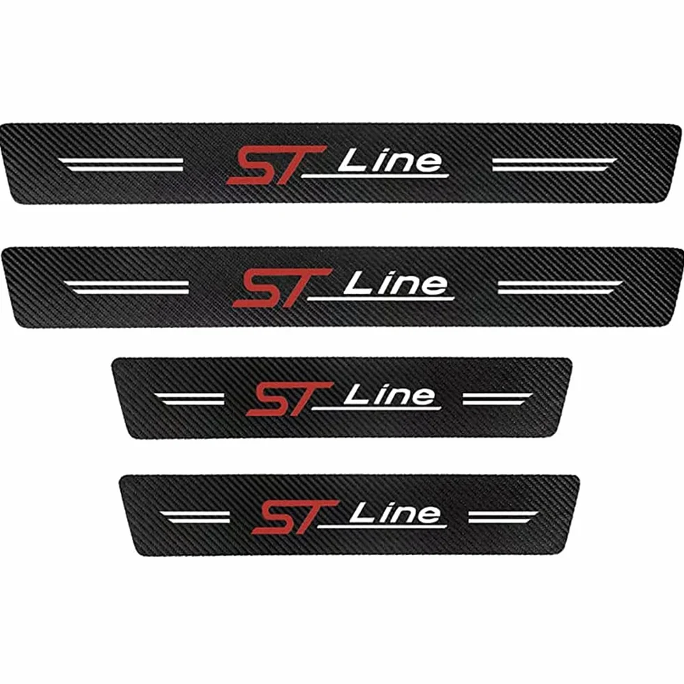 4 Pezzi Battitacco Adesivi Soglie Porte, per ST Line Fibra di Carbonio Auto Esterno Piastra Batticalcagno Protezione Porta Soglia Sticker Car Accessori