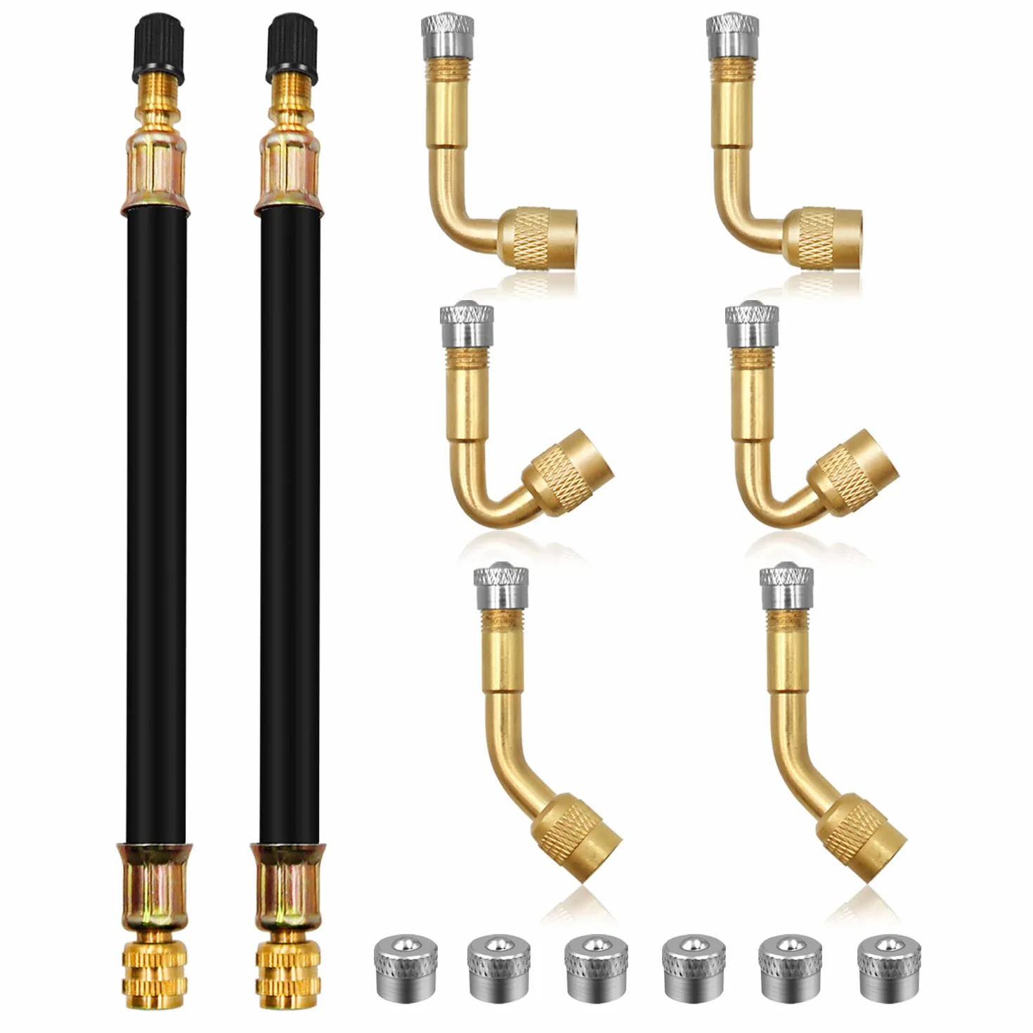 Sweetone Estensione Valvola Pneumatico, 6 Pezzi Prolunga Valvola Pneumatico 45 90 135 Gradi, 2 Pezzi 180 mm Gomma Estensori Valvola per Auto, Moto, Biciclette, Camion, Scooter
