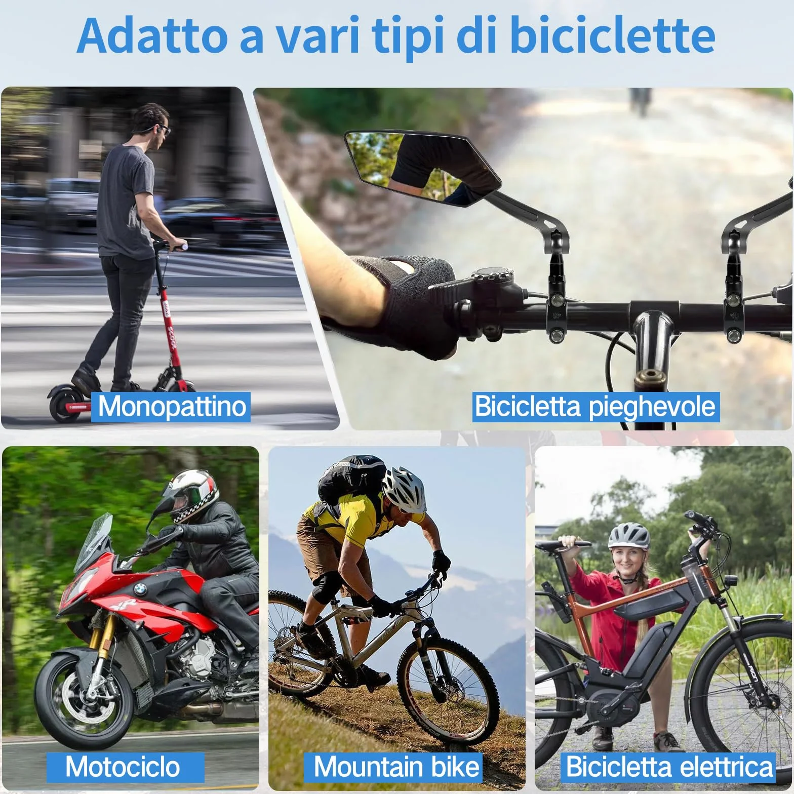 Specchietto Bici Elettrica Retrovisore Pieghevole per Manubrio 20-24 mm, 2 Pezzi