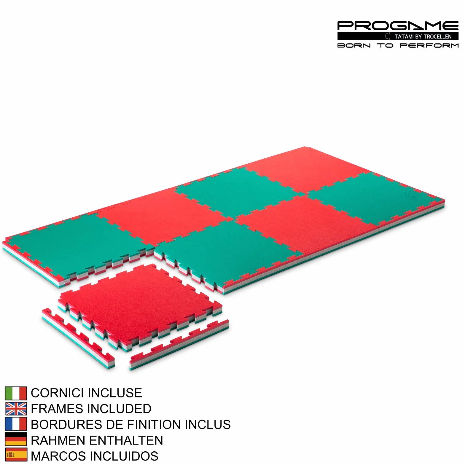 PROGAME Tatami Palestra Spessore 4 cm. 8 Pezzi 50x50 cm PERFORMANCE-HOME Tatami Judo Materassino - Made in Italy