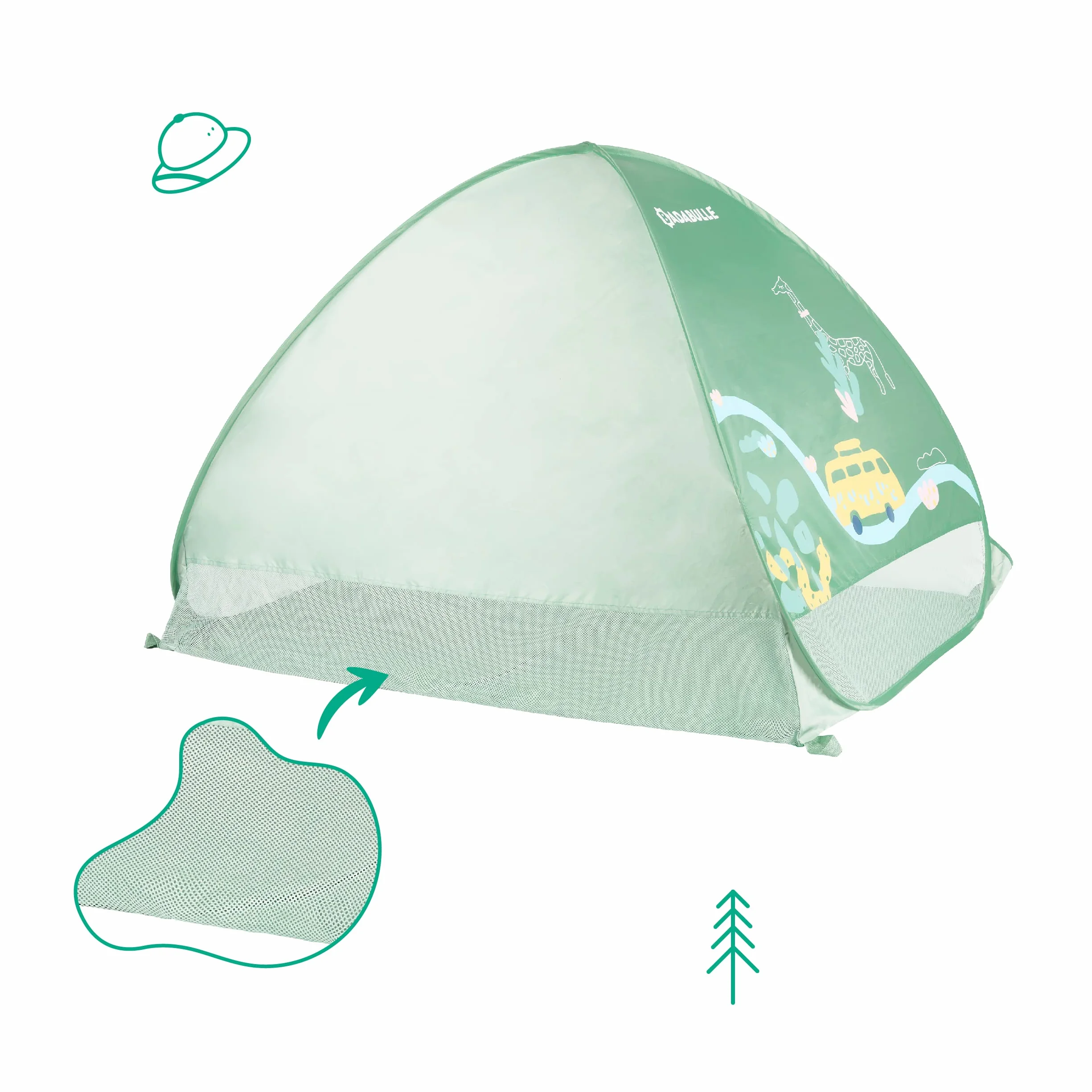 Badabulle Tenda di protezione UV, grande tenda da spiaggia, alta protezione solare SPF 50+, sistema Pop-Up