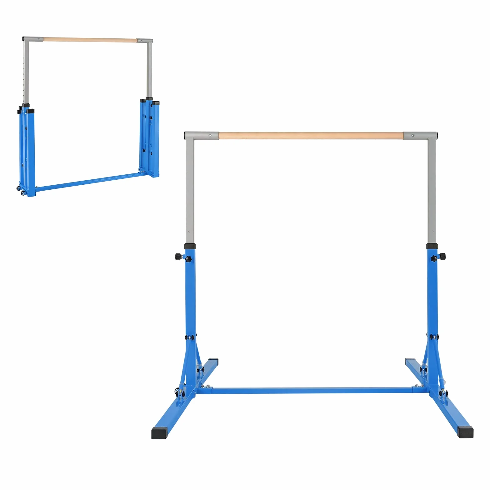 COSTWAY Barra per Ginnastica e Danza per Bambini Pieghevole Portatile, Sbarra Parallela in Metallo e Legno con 13 Altezze Regolabili, Portata 100 kg