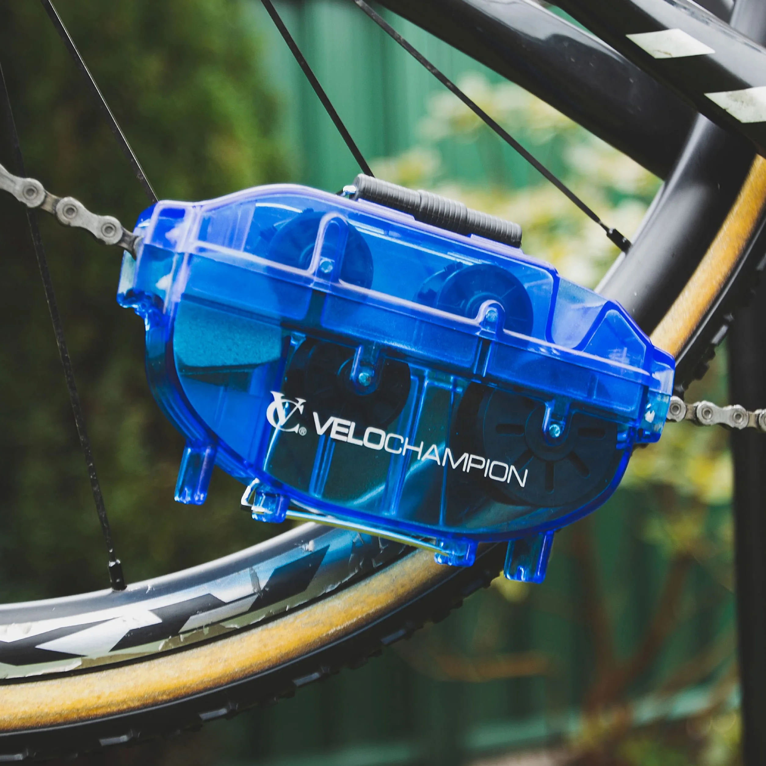 VeloChampion Attrezzo Pulizia Catena Bicicletta Pulitore Efficiente Manutenzione Bici Blu