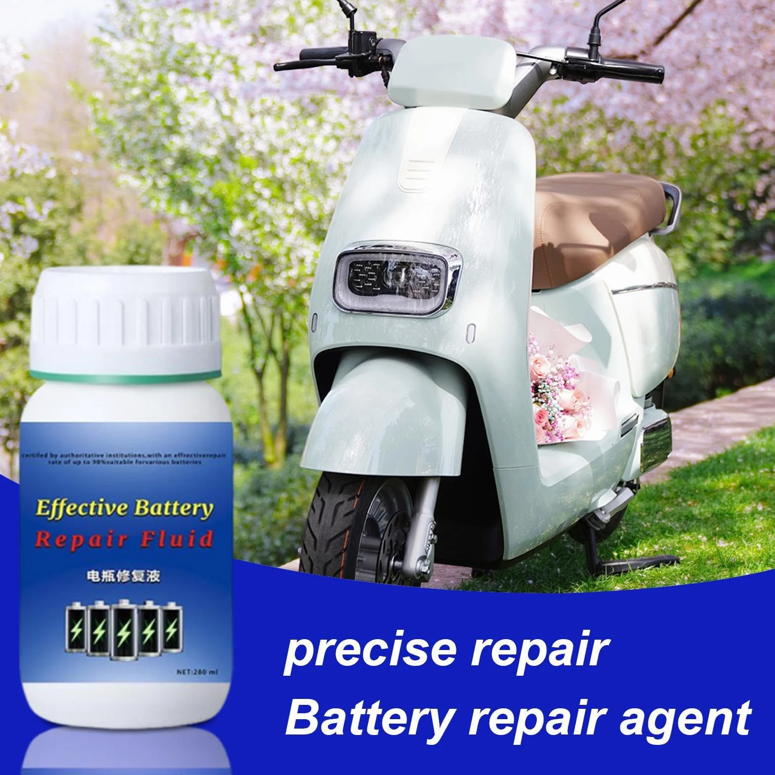 Liquido Ripristino Batteria 280 ml Additivo Ricarica per Moto Carrelli Golf Camion Barche