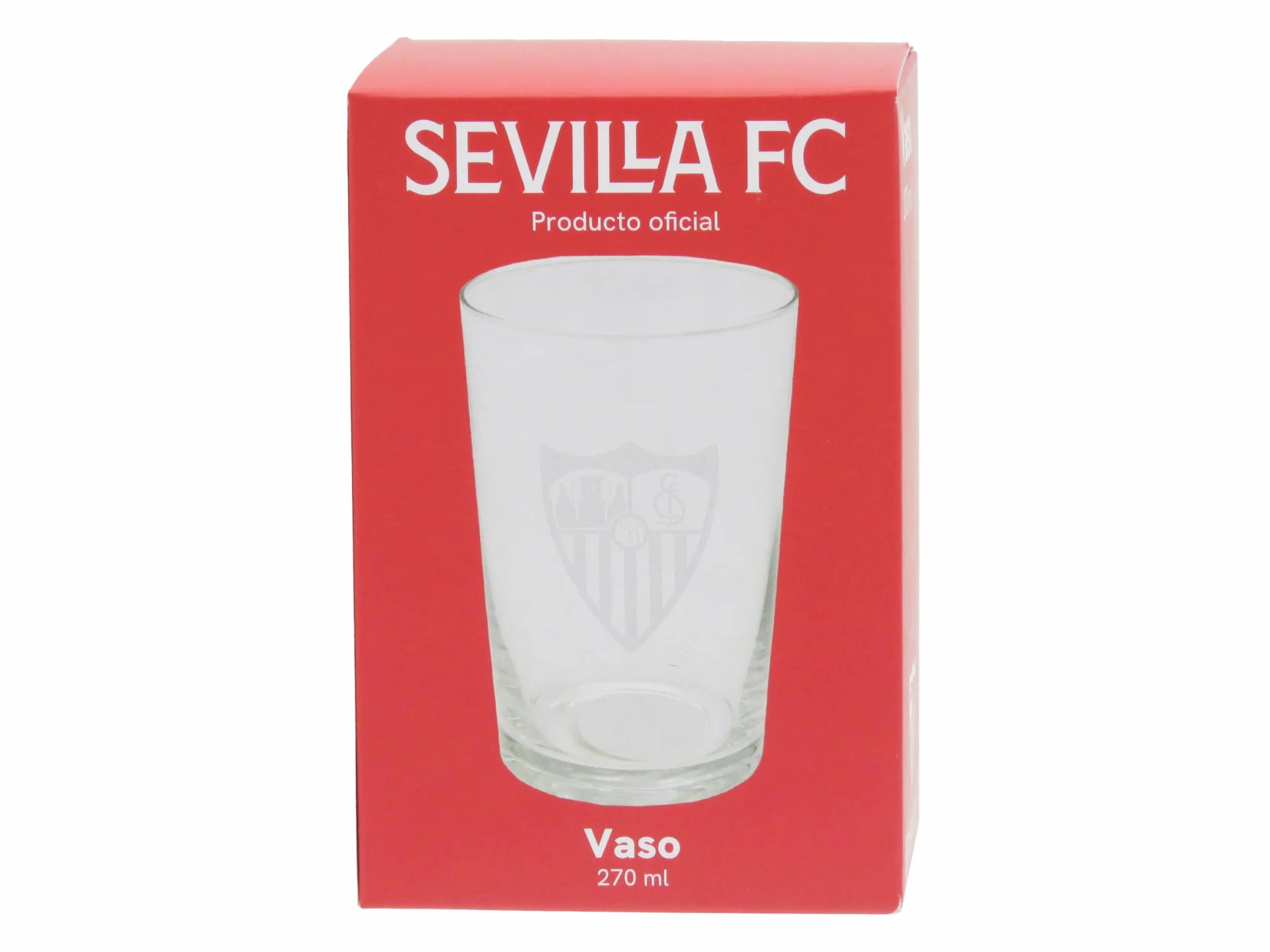 Sevilla FC Bicchiere da Acqua Vetro 270ml Lavabile in Lavastoviglie Microonde Prodotto Ufficiale