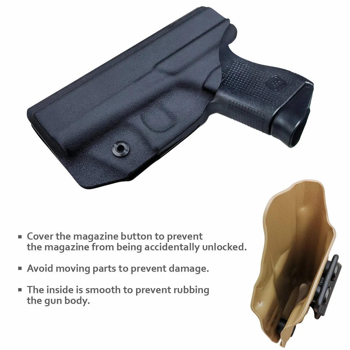 Glock 43 Fondine, Glock 43x Holster IWB Kydex Holster Custom Fit: Glock 43 / Glock 43X (Gen 1-5) Pistol - Cintura interna nascosta per il trasporto - Copertura Mag bottone - Ingresso allargato