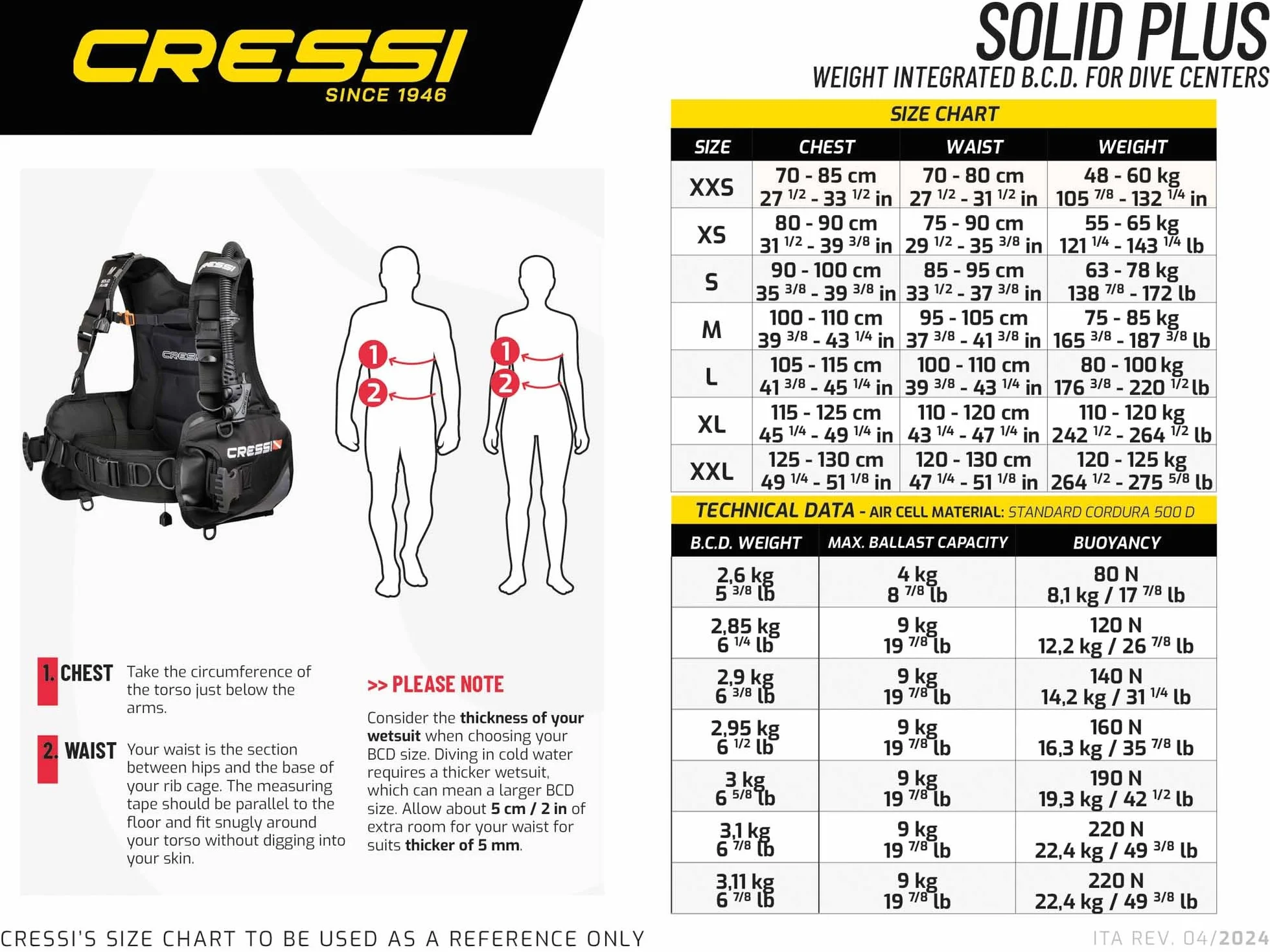 CRESSI Solid Plus Giubbotto Equilibratore Idrostatico BCD GAV Unisex Adulto